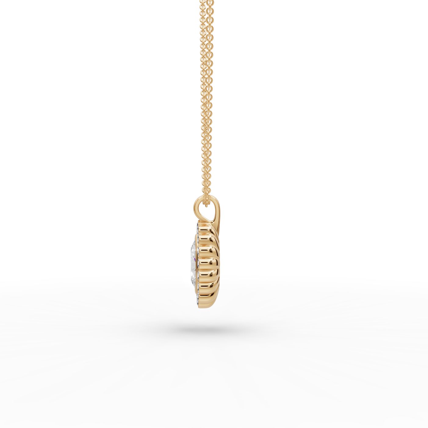 Elegant Dew Oval Lab-Grown Diamond Halo Pendant in yellow gold