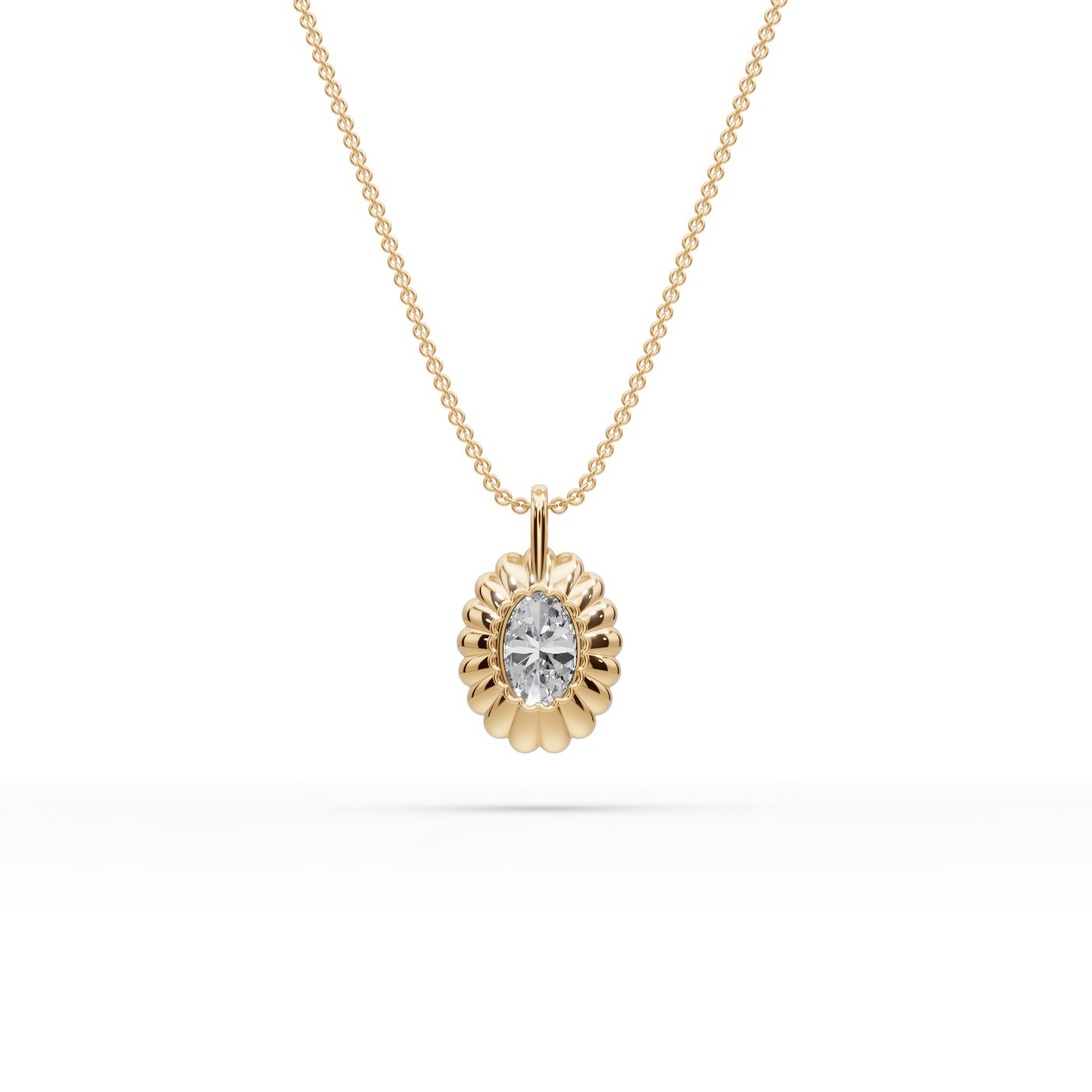 Elegant Dew Oval Lab-Grown Diamond Halo Pendant in yellow gold
