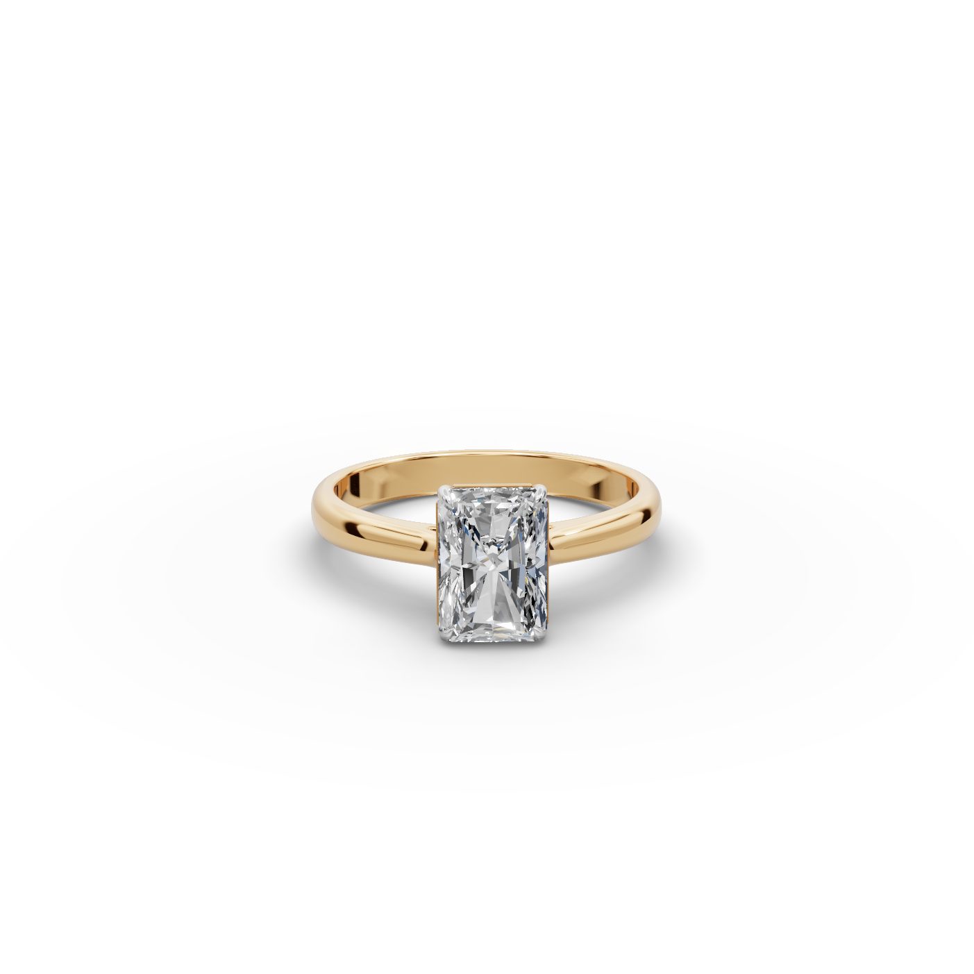 Elegant Signature Radiant Lab-Grown Diamond Solitaire Ring in yellow gold, set with lab-grown diamonds