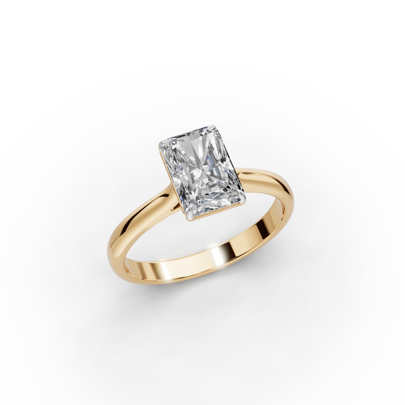 Elegant Signature Radiant Lab-Grown Diamond Solitaire Ring in yellow gold
