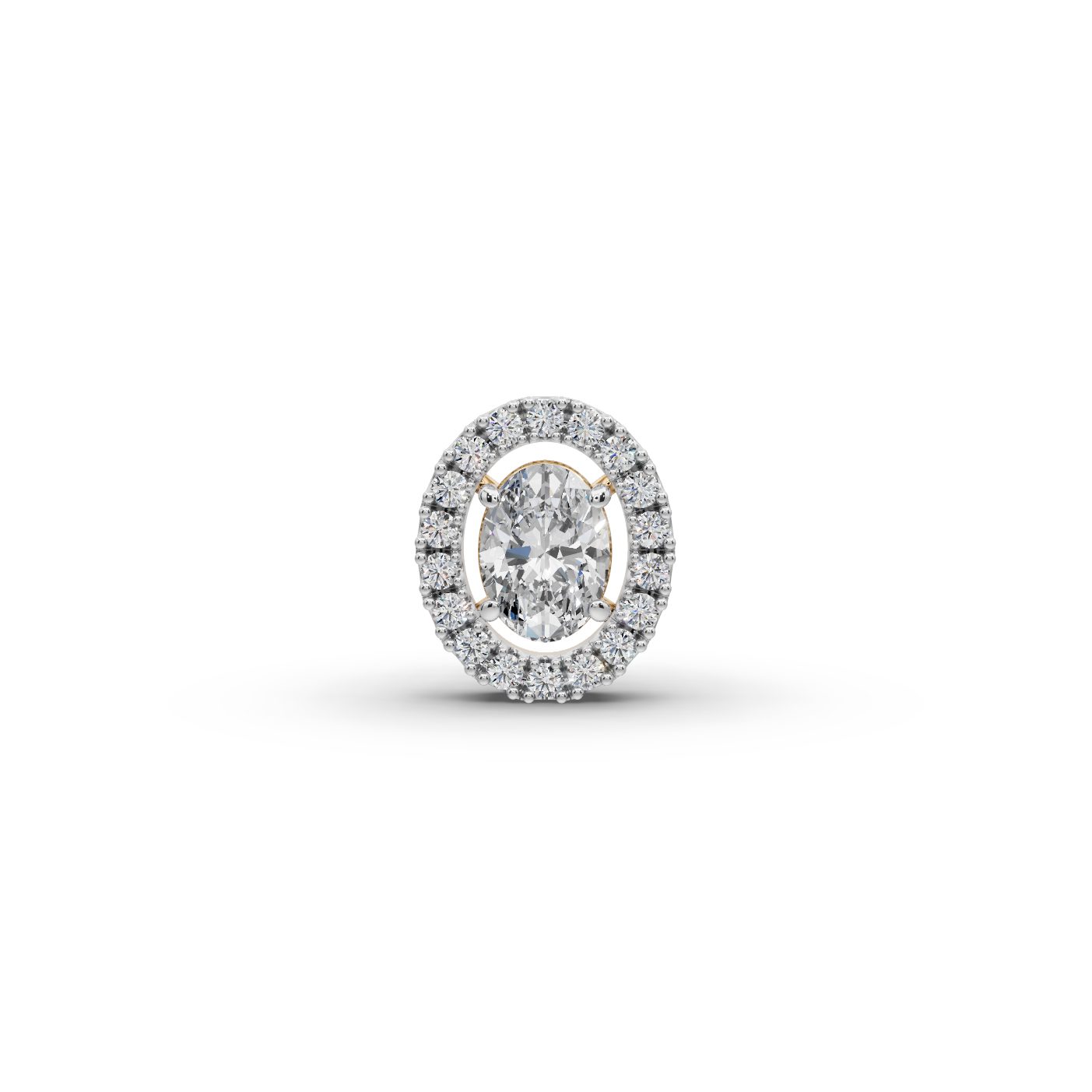 Luminous Line Oval Lab-Grown Diamond Halo Pendant in yellow gold, set with lab-grown diamonds