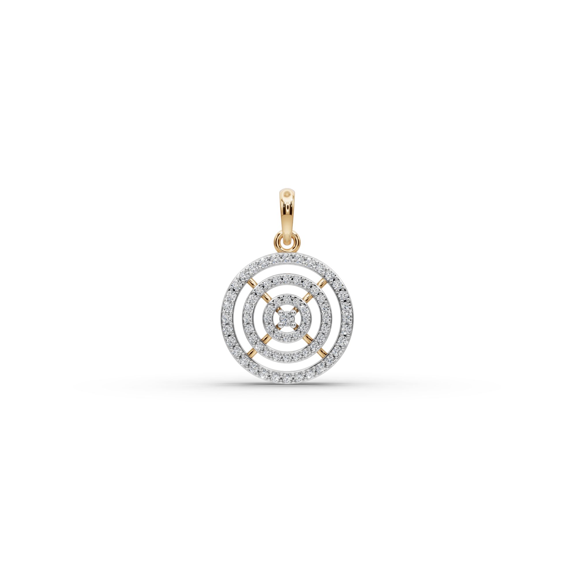 Iconic Signature Round Lab-Grown Diamond Cluster Pendant in yellow gold, set with lab-grown diamonds