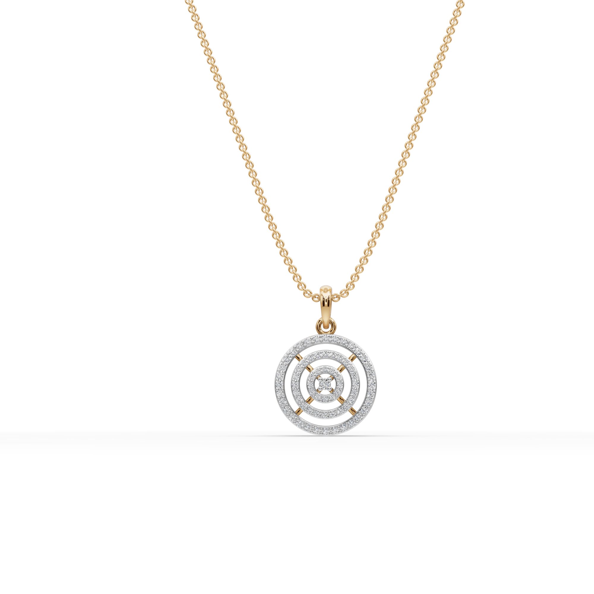 Iconic Signature Round Lab-Grown Diamond Cluster Pendant in yellow gold