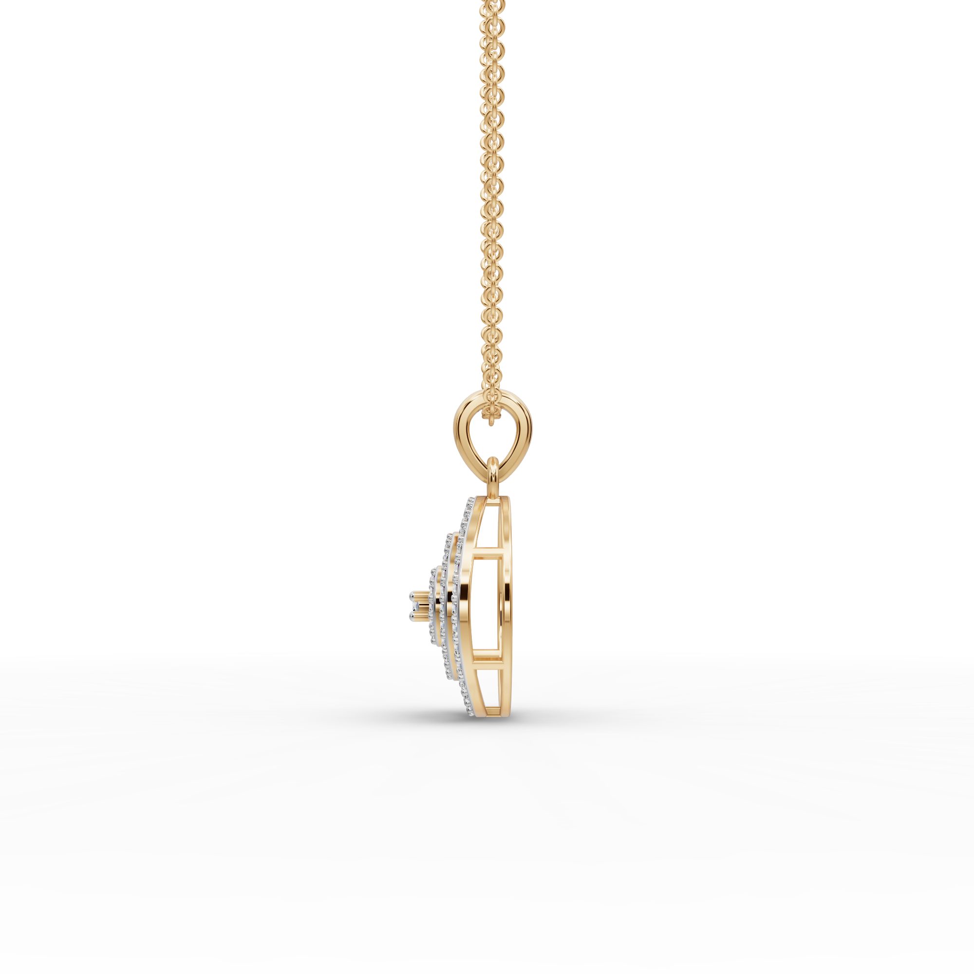 Iconic Signature Round Lab-Grown Diamond Cluster Pendant in yellow gold