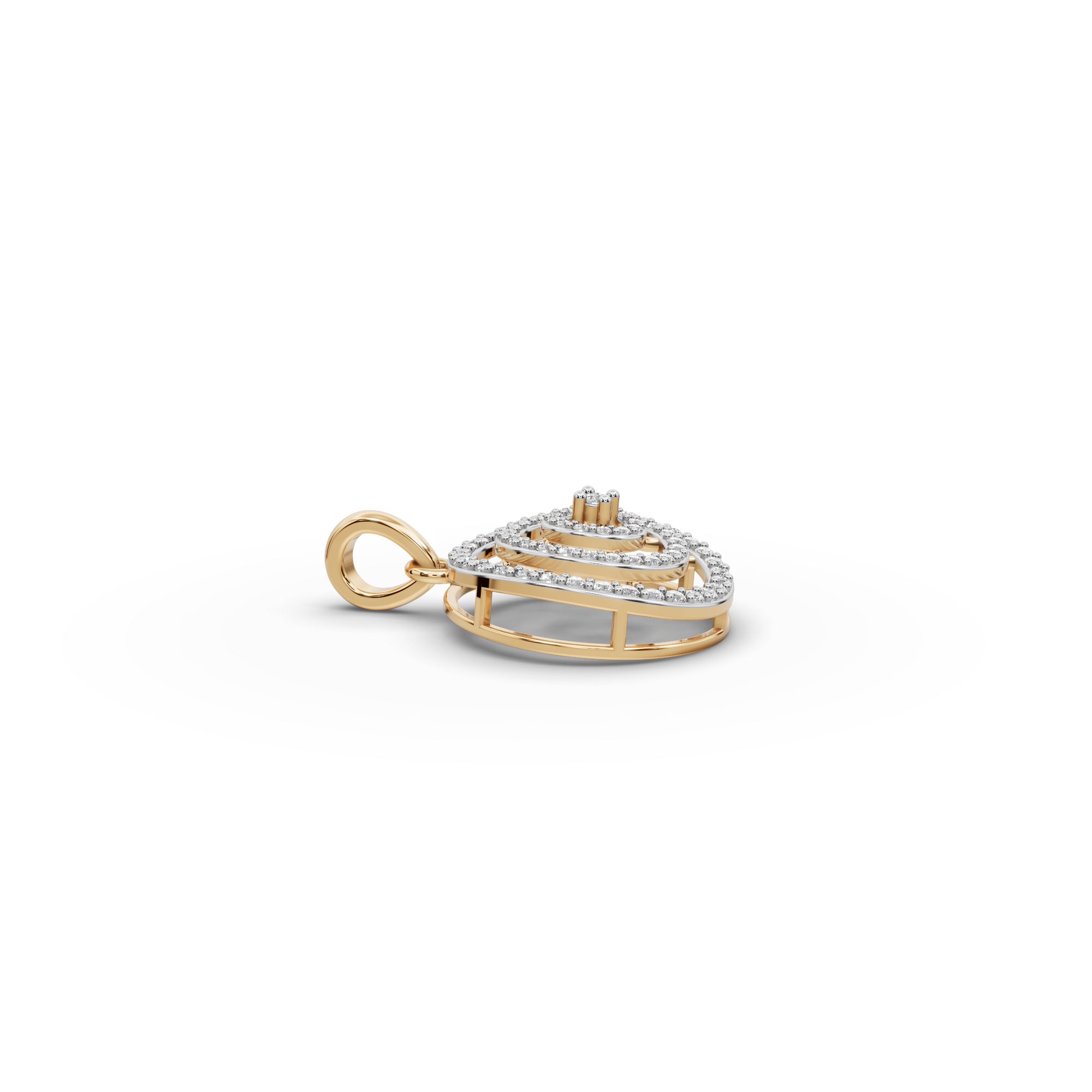 Iconic Signature Round Lab-Grown Diamond Cluster Pendant in yellow gold