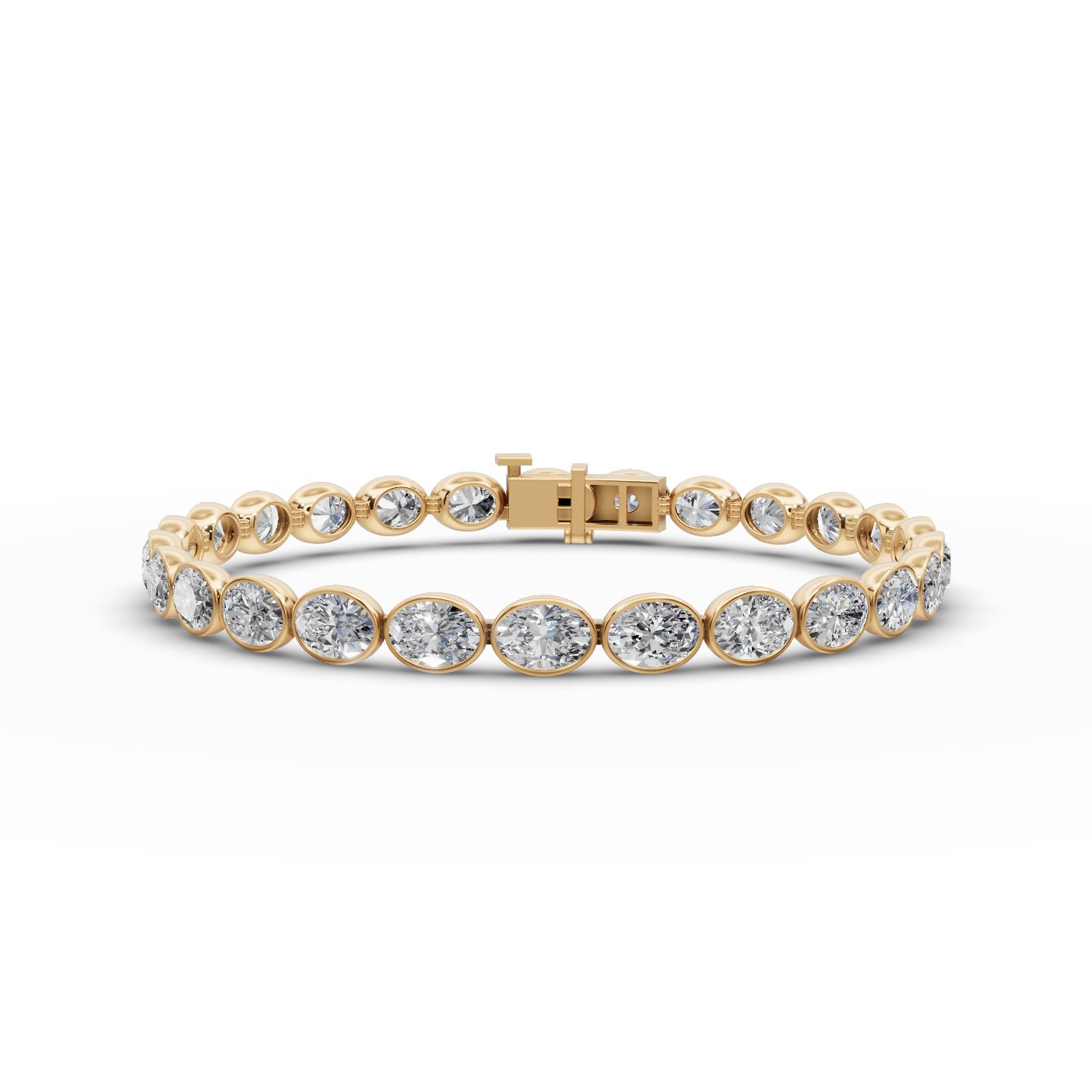 Morning Reverie Oval Lab-Grown Diamond Tennis Bracelet in yellow gold, set with lab-grown diamonds