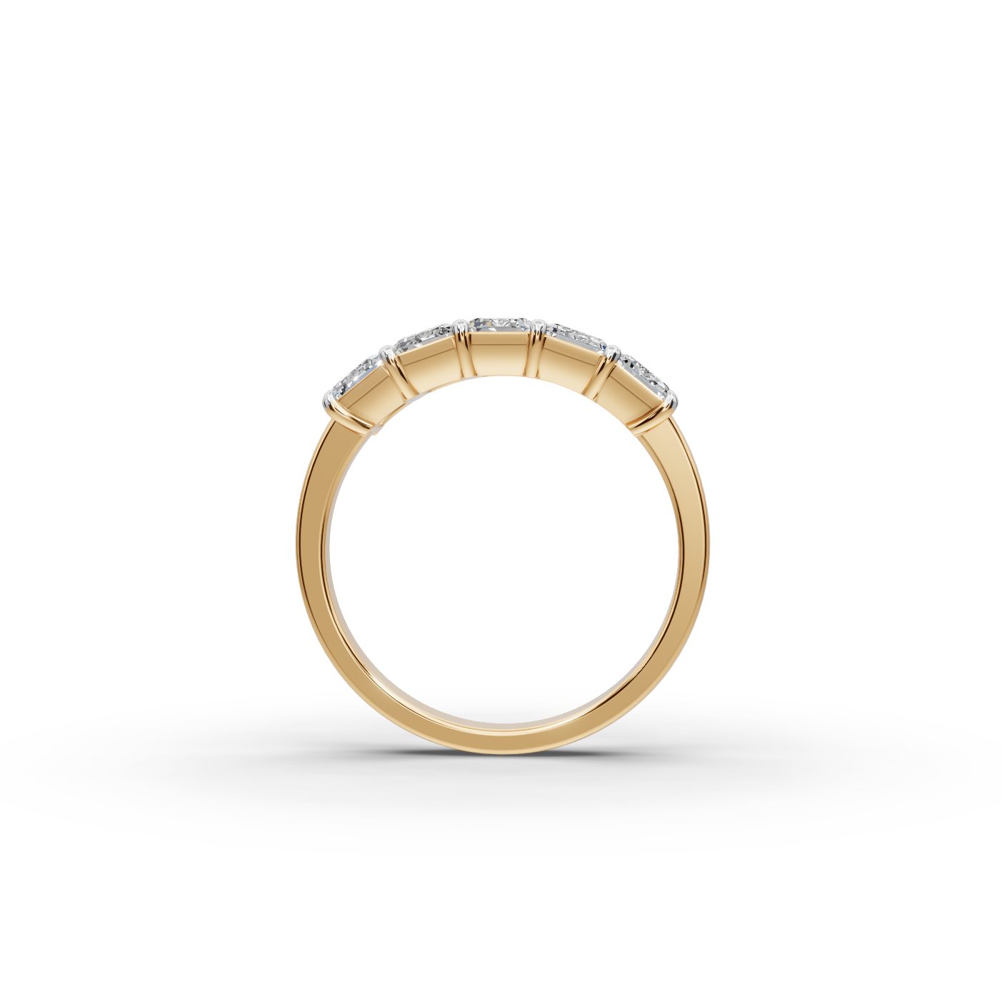 Celestial Grace Emerald Lab-Grown Diamond Five Stone Ring in yellow gold