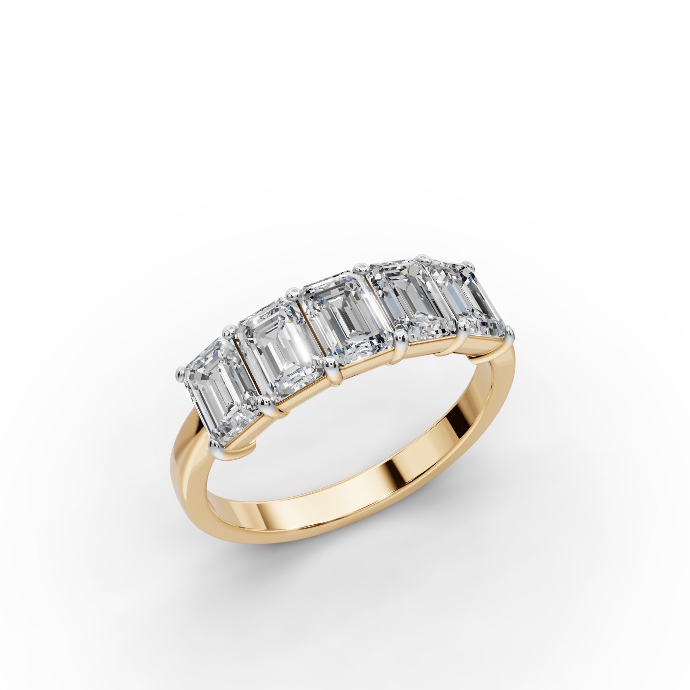 Celestial Grace Emerald Lab-Grown Diamond Five Stone Ring in yellow gold
