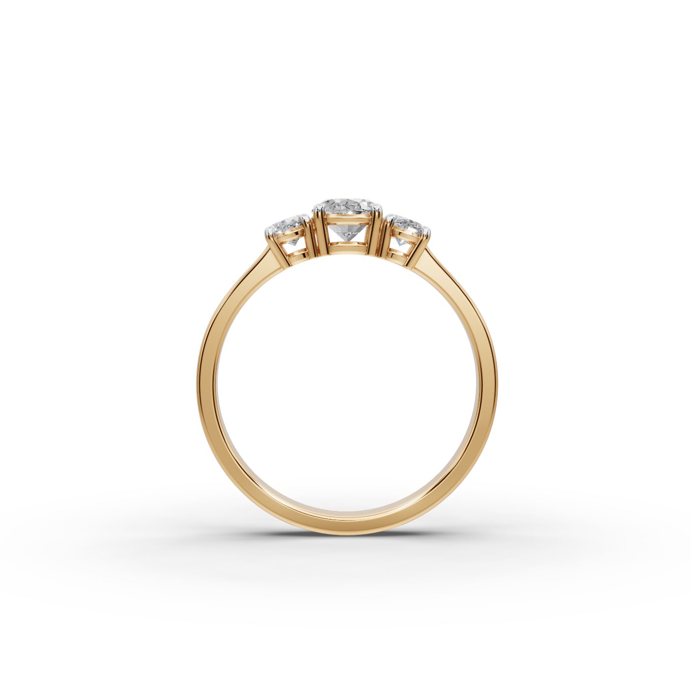 Midnight Ember Oval Lab-Grown Diamond Three Stone Ring in yellow gold