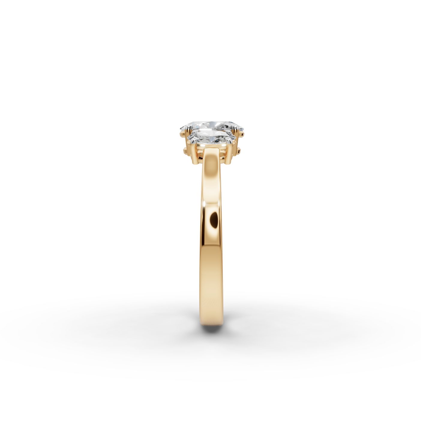Midnight Ember Oval Lab-Grown Diamond Three Stone Ring in yellow gold