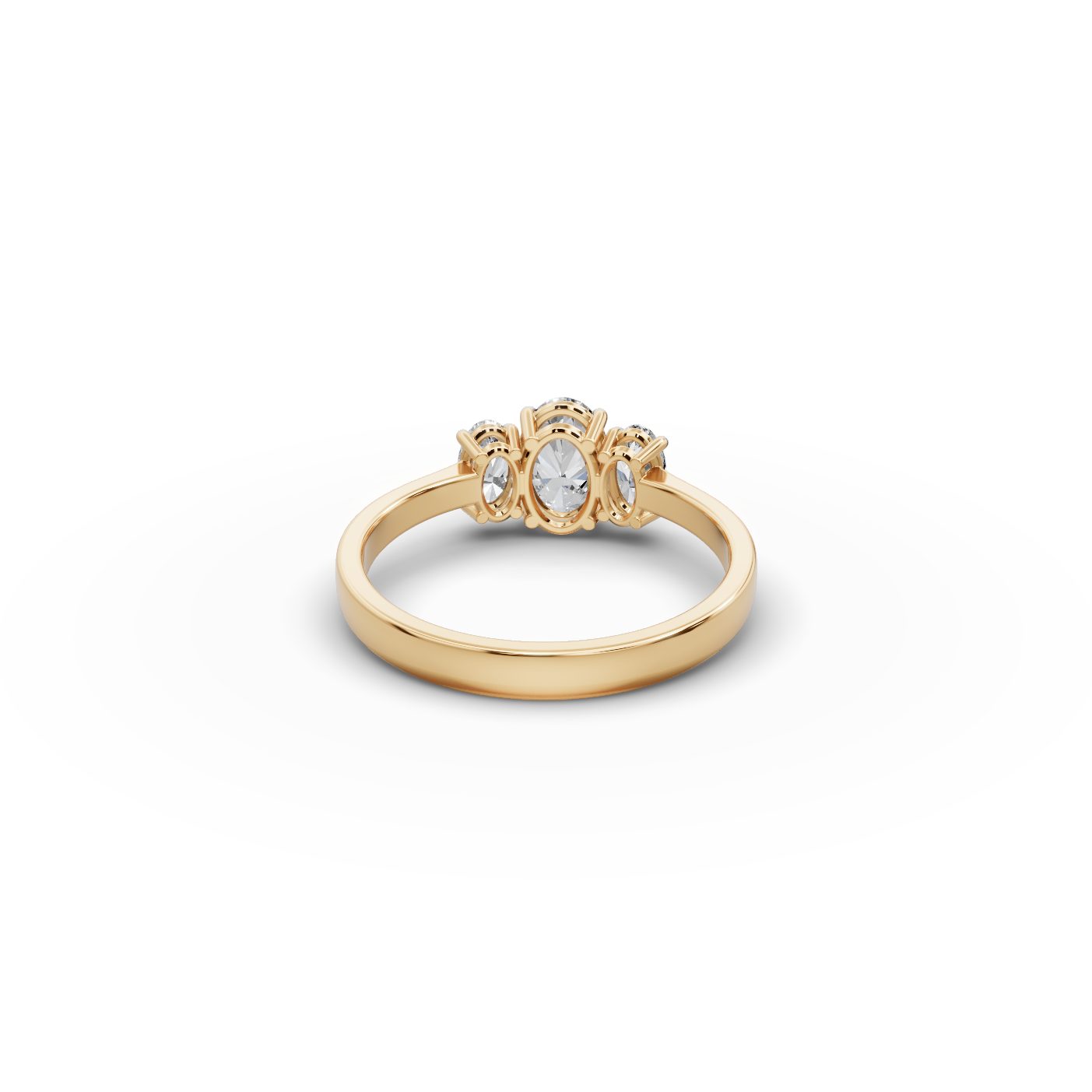 Midnight Ember Oval Lab-Grown Diamond Three Stone Ring in yellow gold