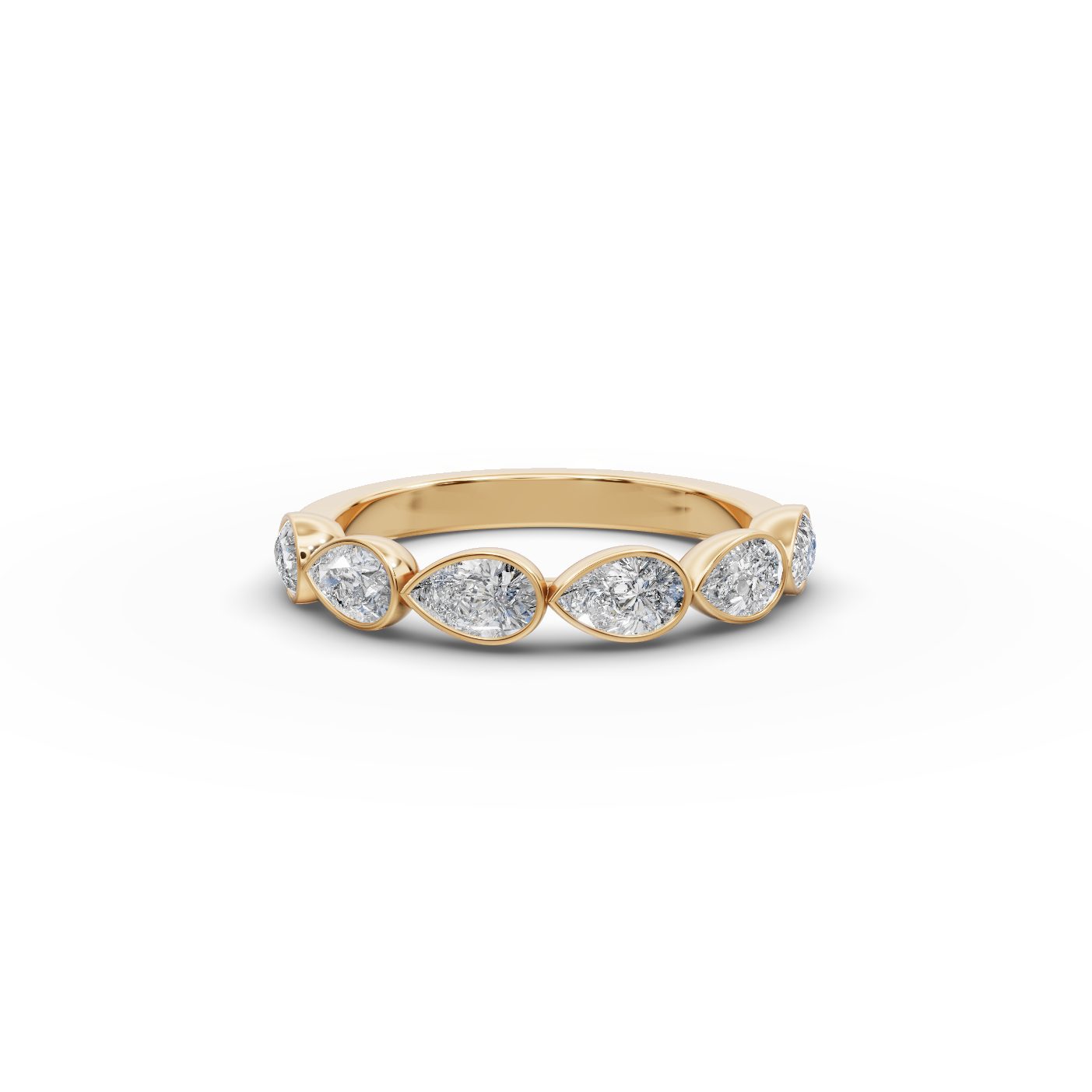 Enduring Light Pear Lab-Grown Diamond Bands Ring in yellow gold, set with lab-grown diamonds