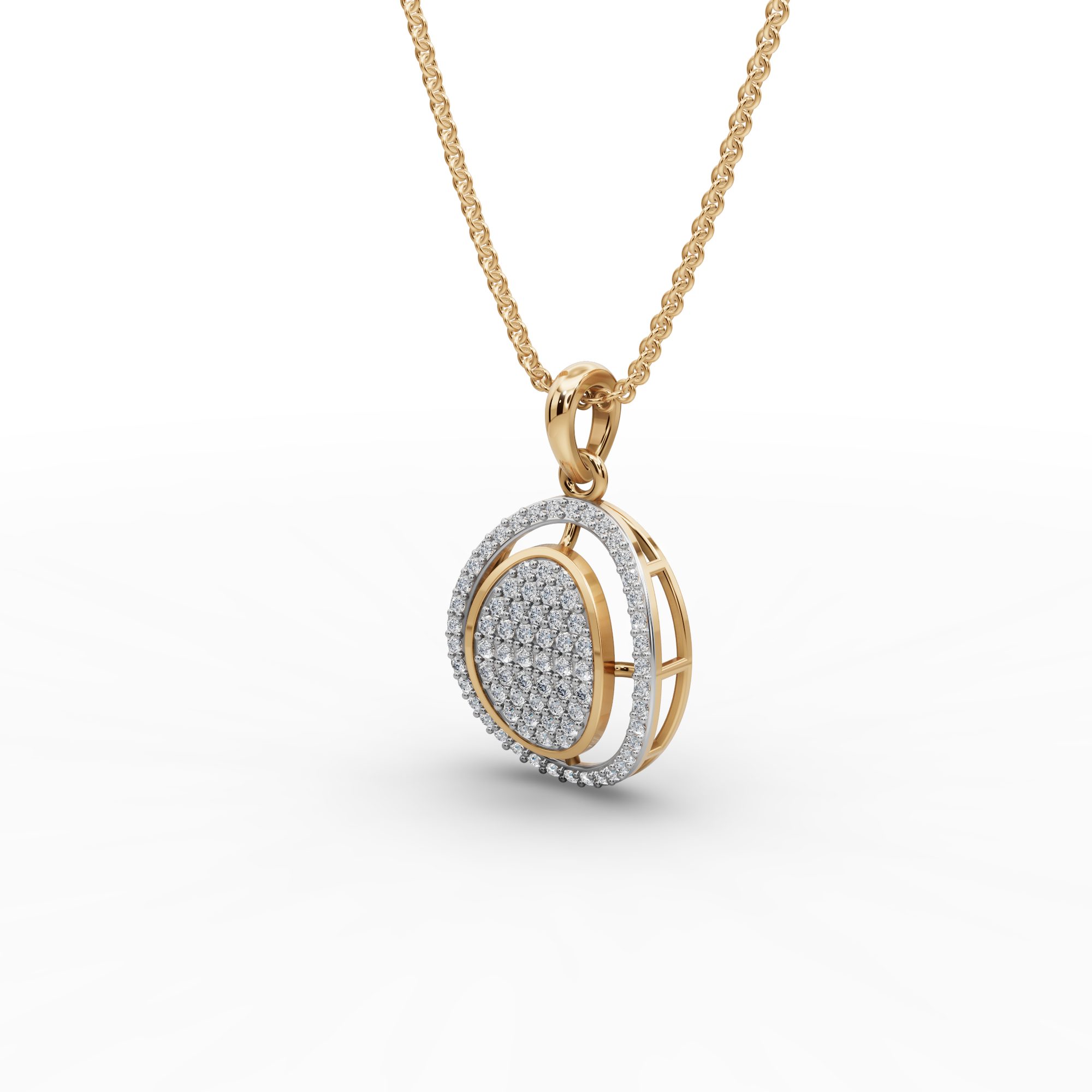 Timeless Line Round Lab-Grown Diamond Cluster Pendant in yellow gold