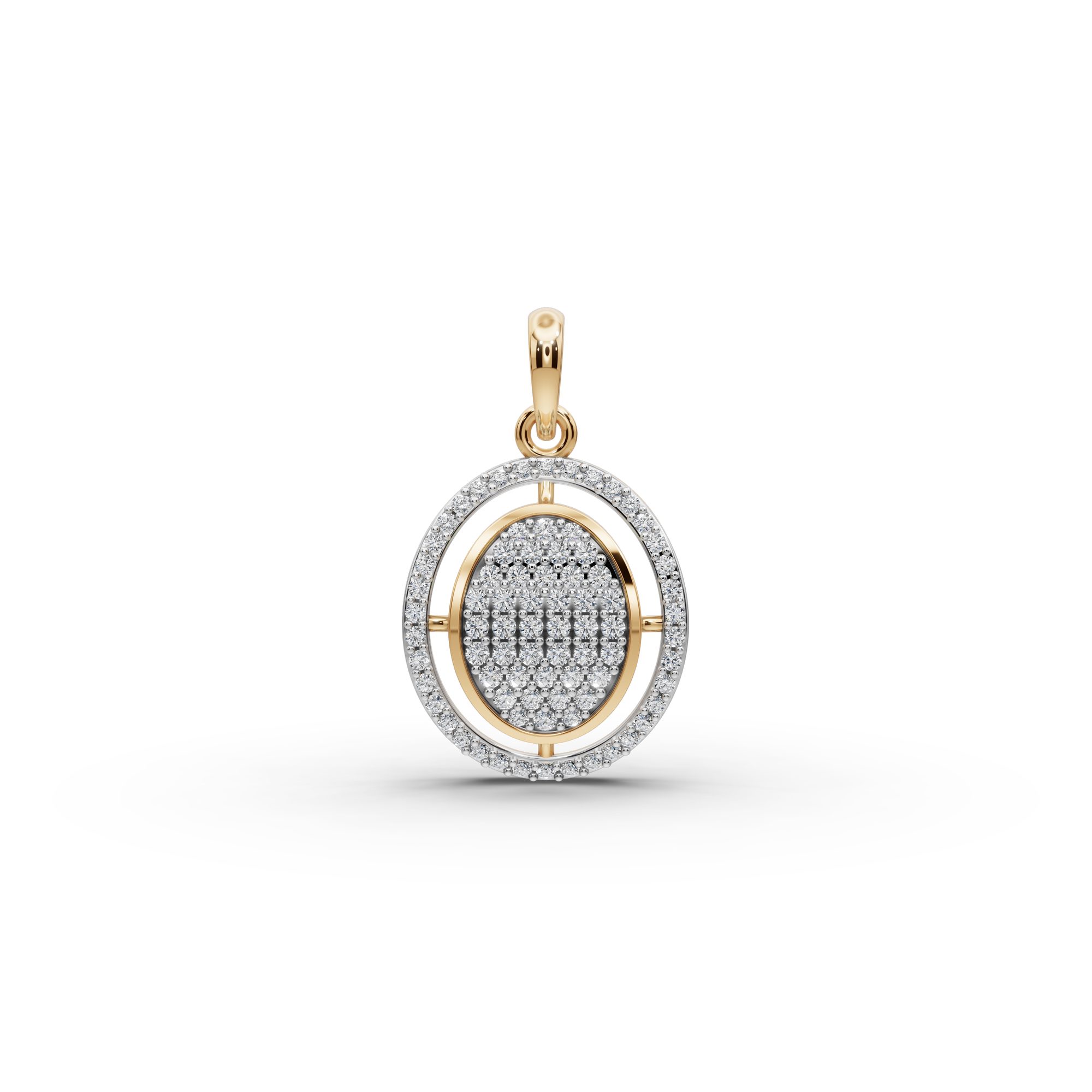 Timeless Line Round Lab-Grown Diamond Cluster Pendant in yellow gold, set with lab-grown diamonds