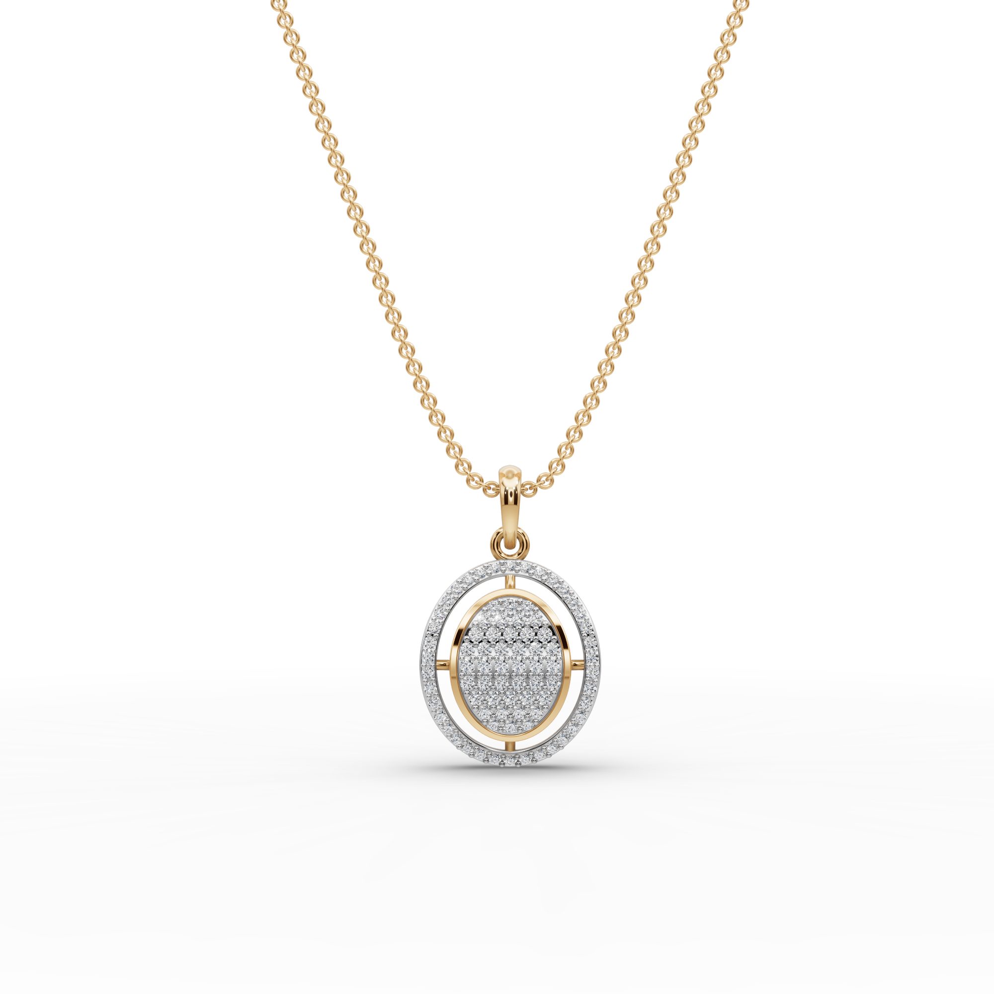 Timeless Line Round Lab-Grown Diamond Cluster Pendant in yellow gold