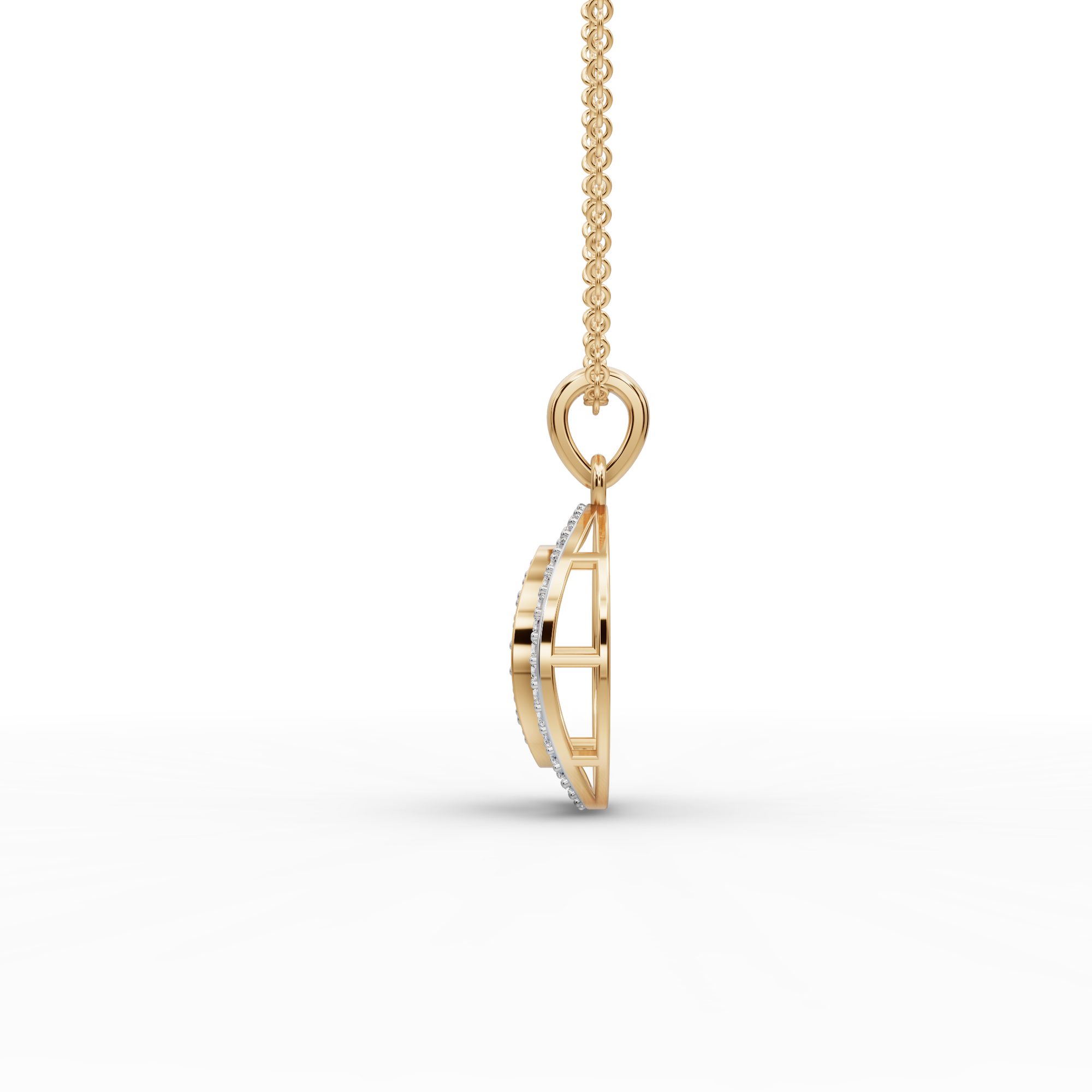 Timeless Line Round Lab-Grown Diamond Cluster Pendant in yellow gold