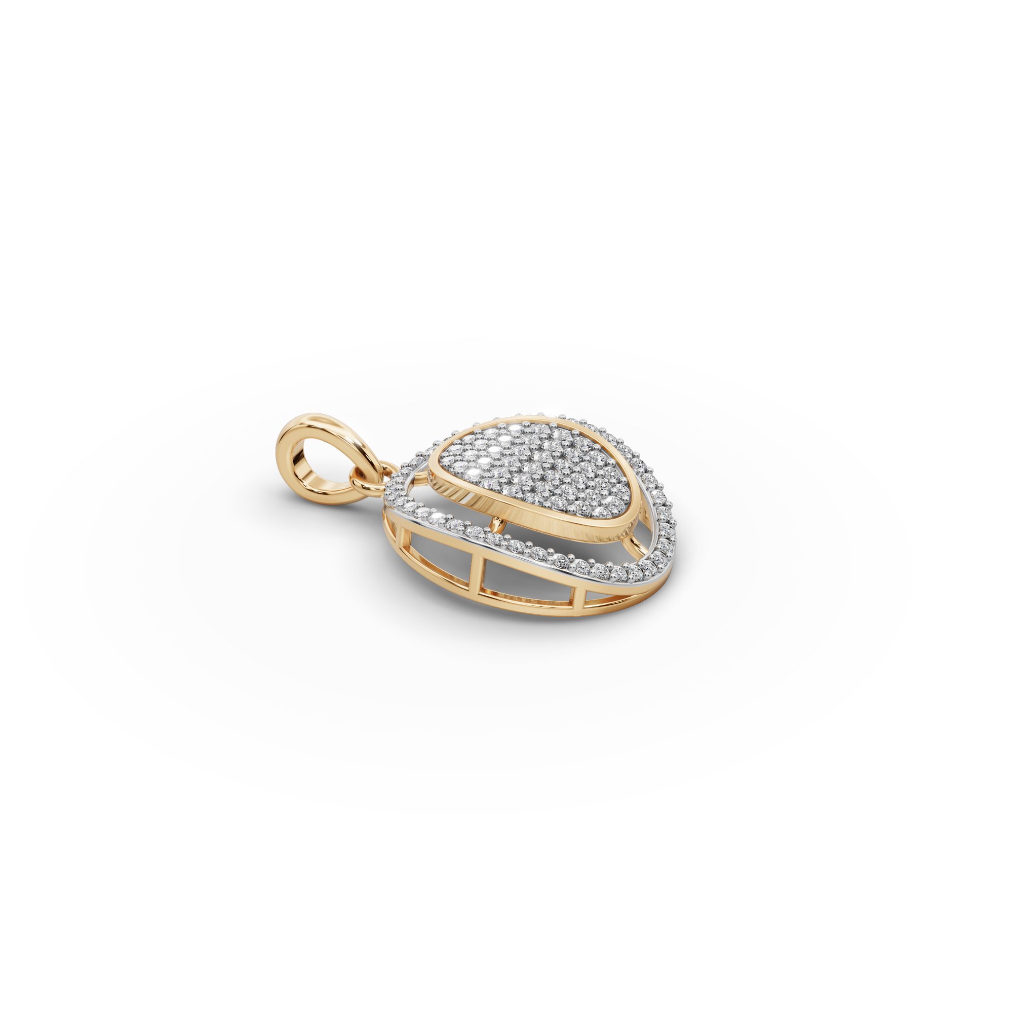 Timeless Line Round Lab-Grown Diamond Cluster Pendant in yellow gold