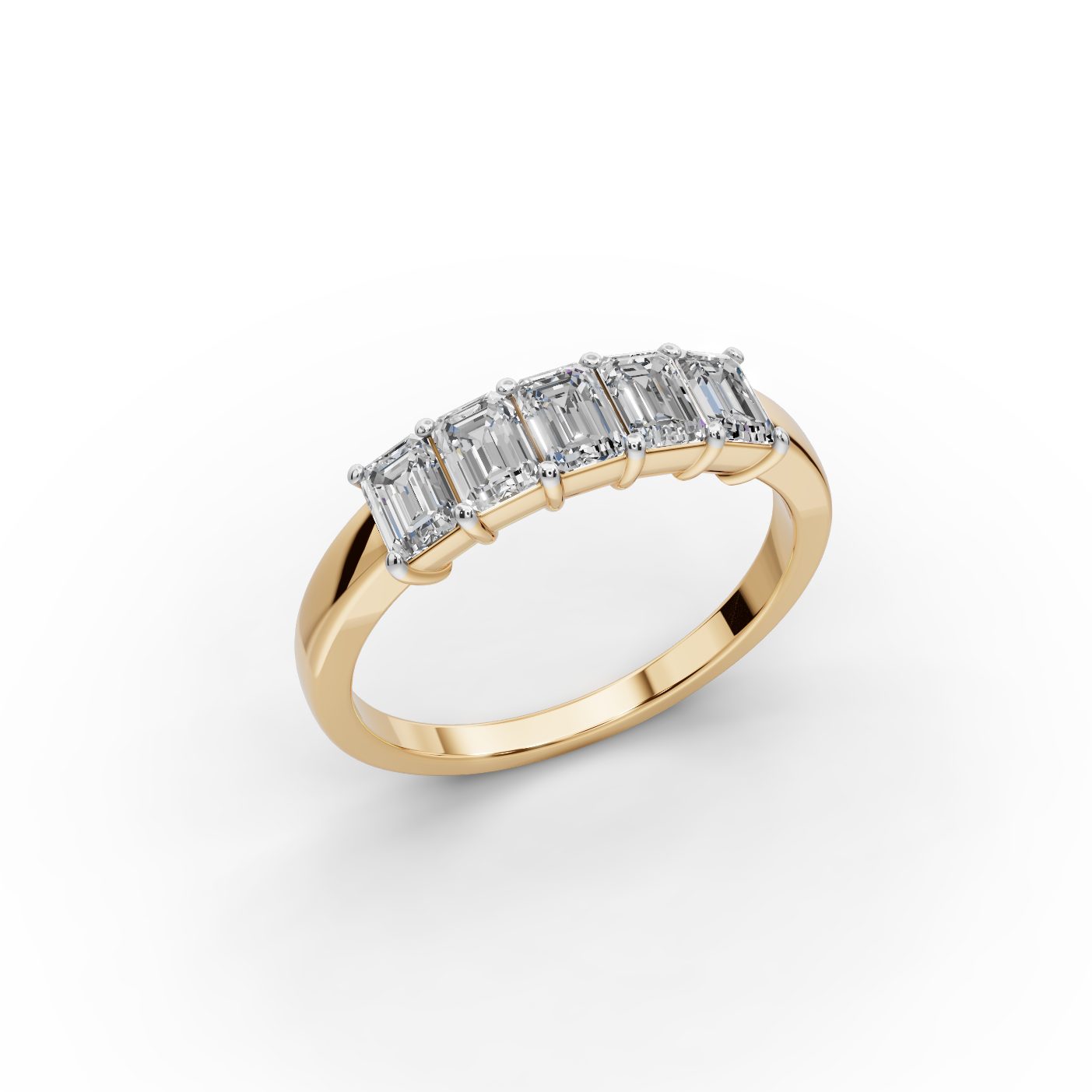 Elegant Glow Emerald Lab-Grown Diamond Five Stone Ring in yellow gold