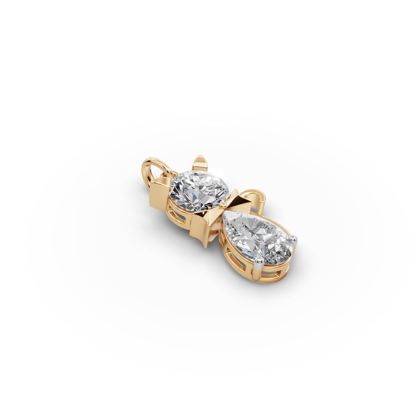 Elegant Line Cat Lab-Grown Diamond Pendant in yellow gold