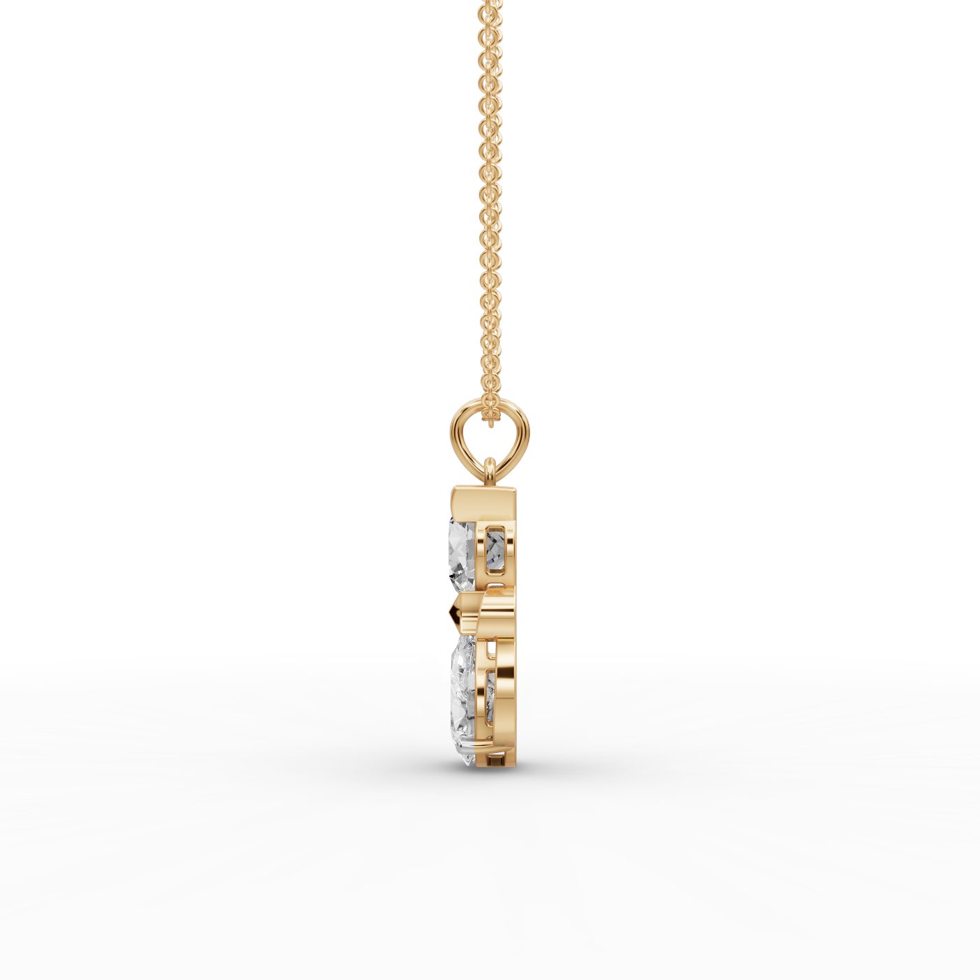 Elegant Line Cat Lab-Grown Diamond Pendant in yellow gold