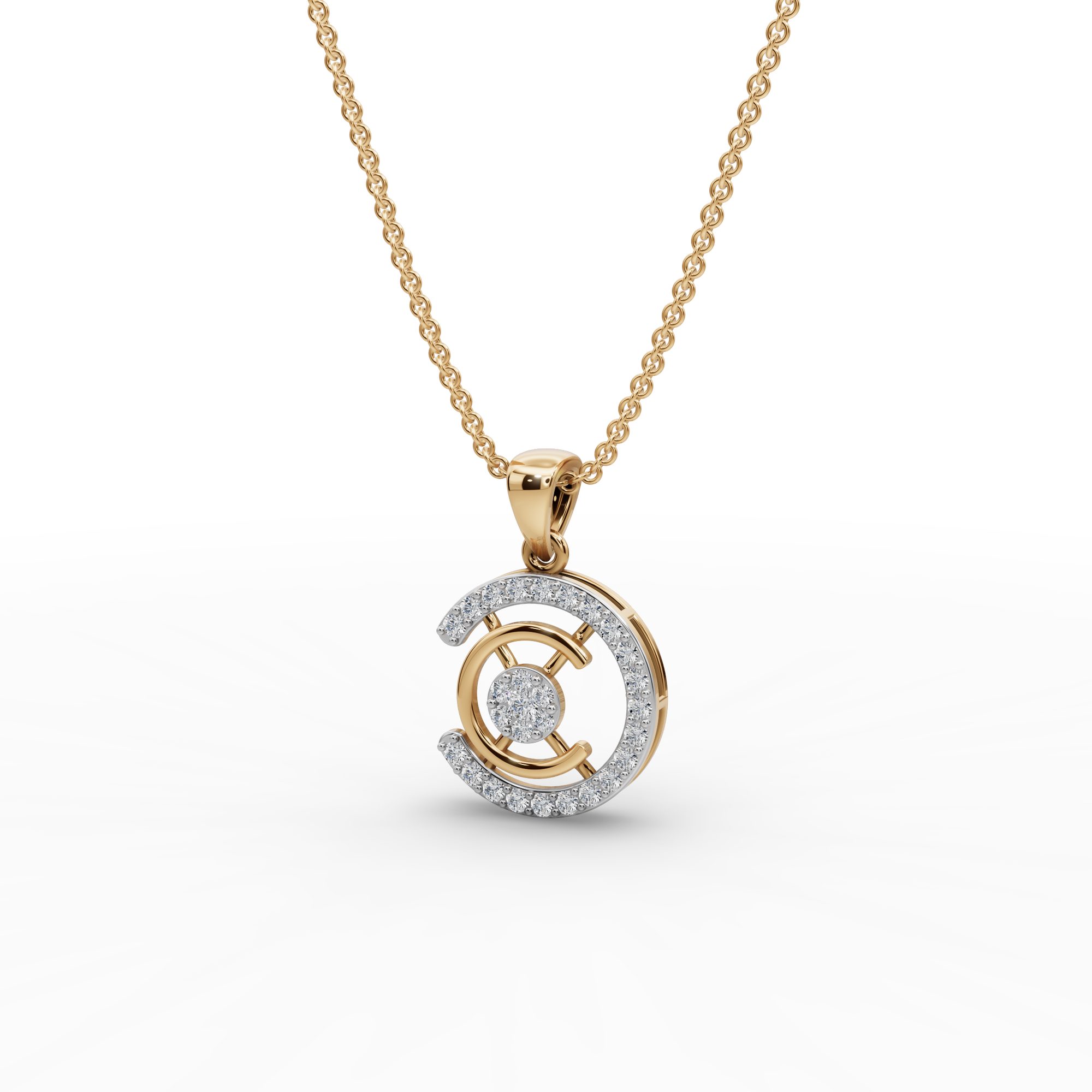 Pristine Promise Round Lab-Grown Diamond Cluster Pendant in yellow gold