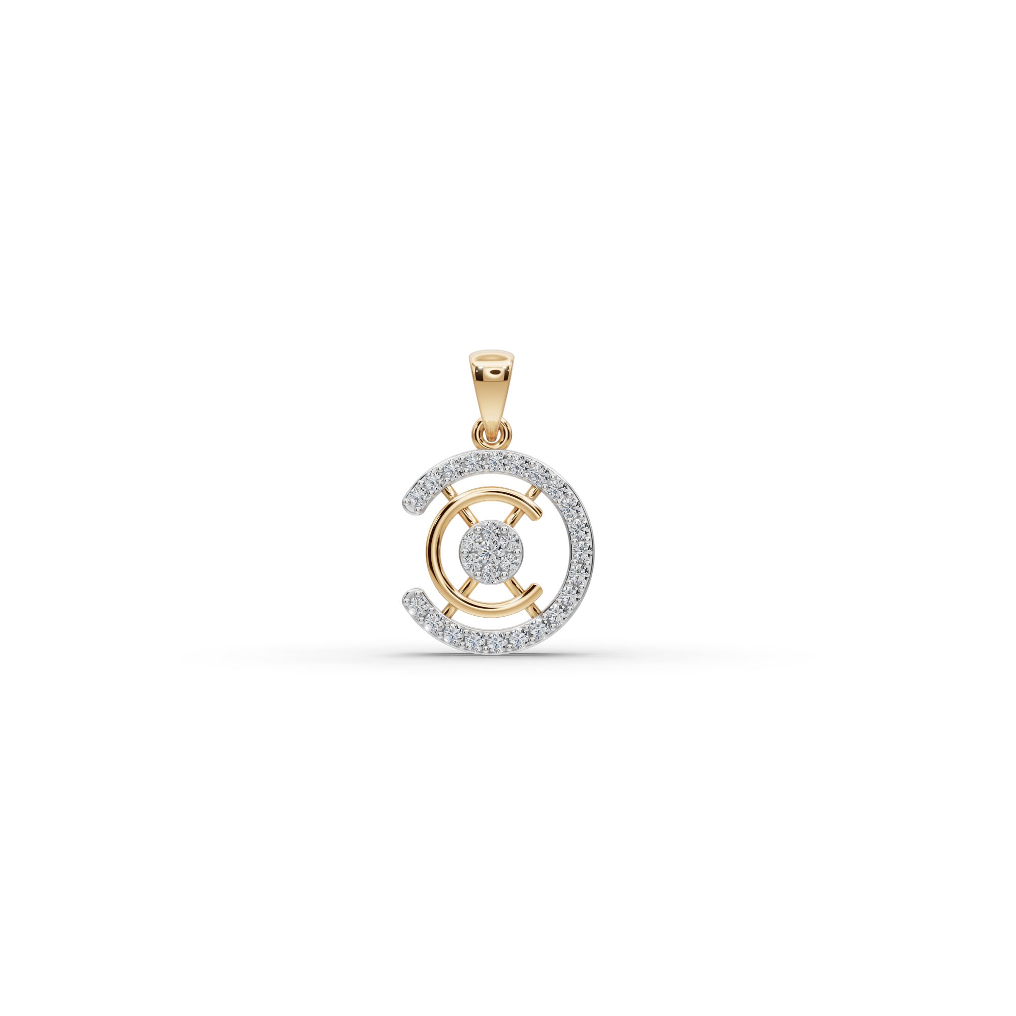Pristine Promise Round Lab-Grown Diamond Cluster Pendant in yellow gold, set with lab-grown diamonds
