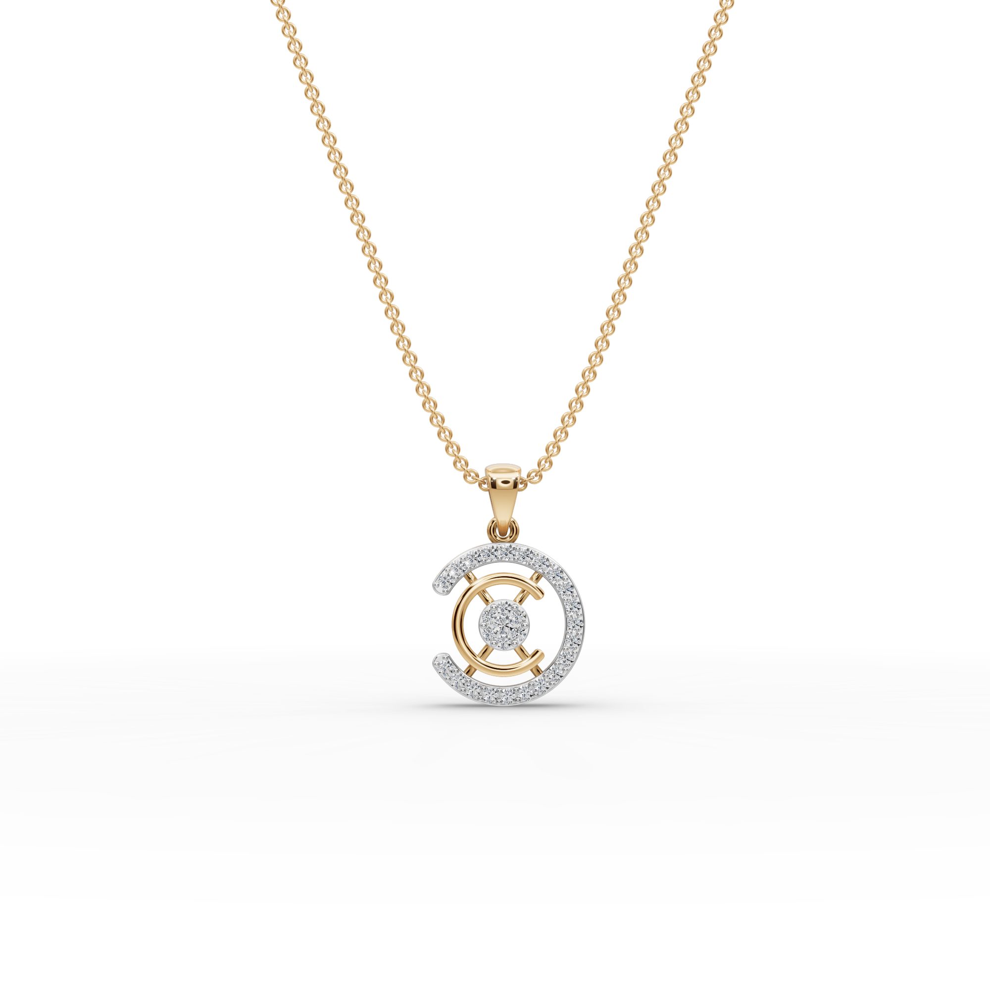 Pristine Promise Round Lab-Grown Diamond Cluster Pendant in yellow gold