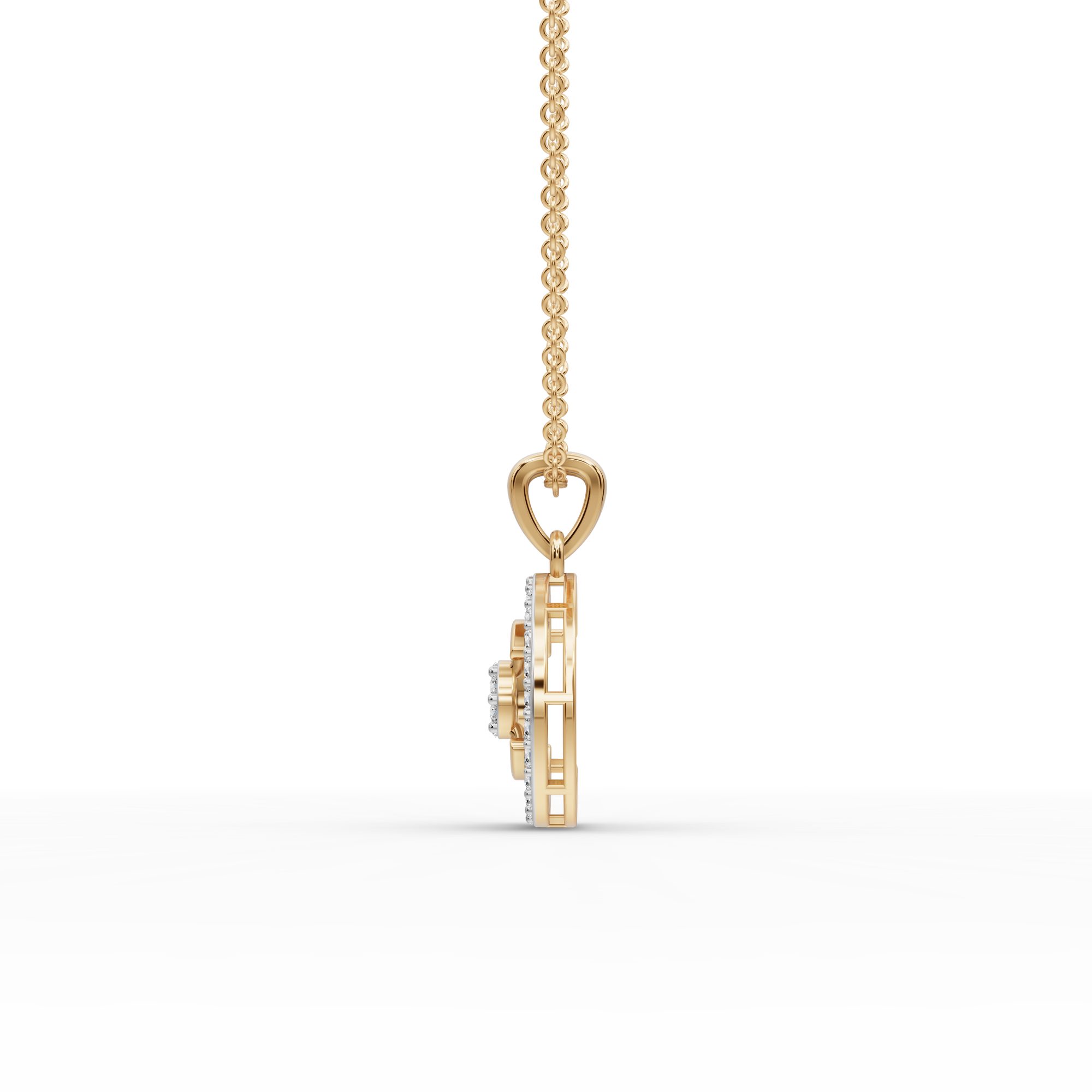 Pristine Promise Round Lab-Grown Diamond Cluster Pendant in yellow gold
