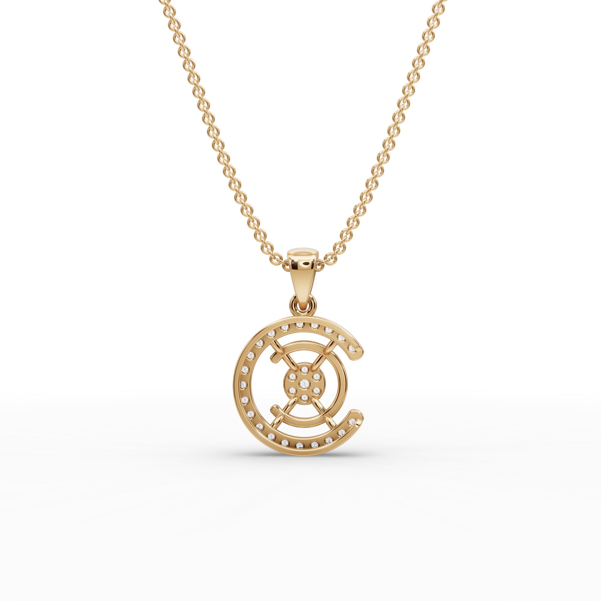 Pristine Promise Round Lab-Grown Diamond Cluster Pendant in yellow gold