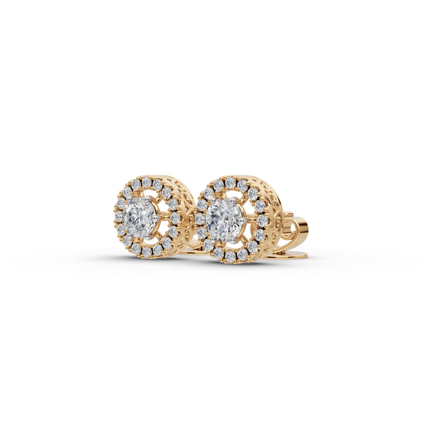 Luminous Grace Round Lab-Grown Diamond Studs Earring in yellow gold