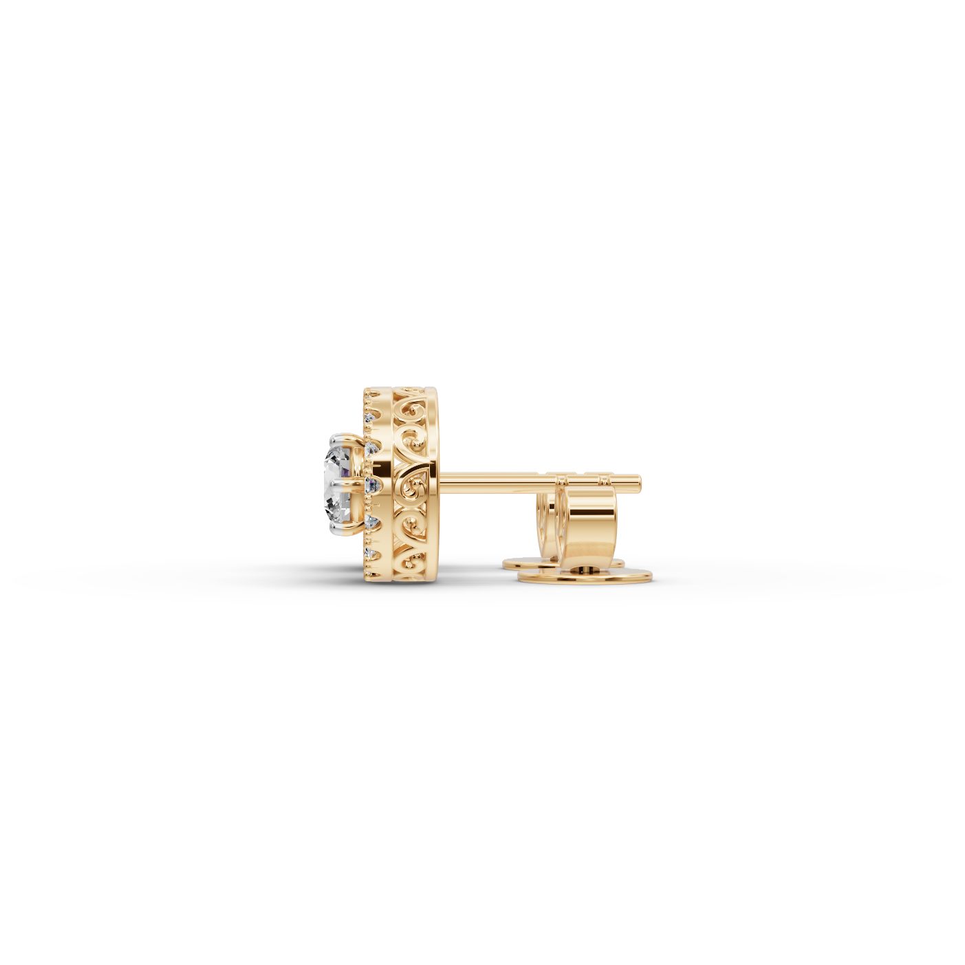 Luminous Grace Round Lab-Grown Diamond Studs Earring in yellow gold