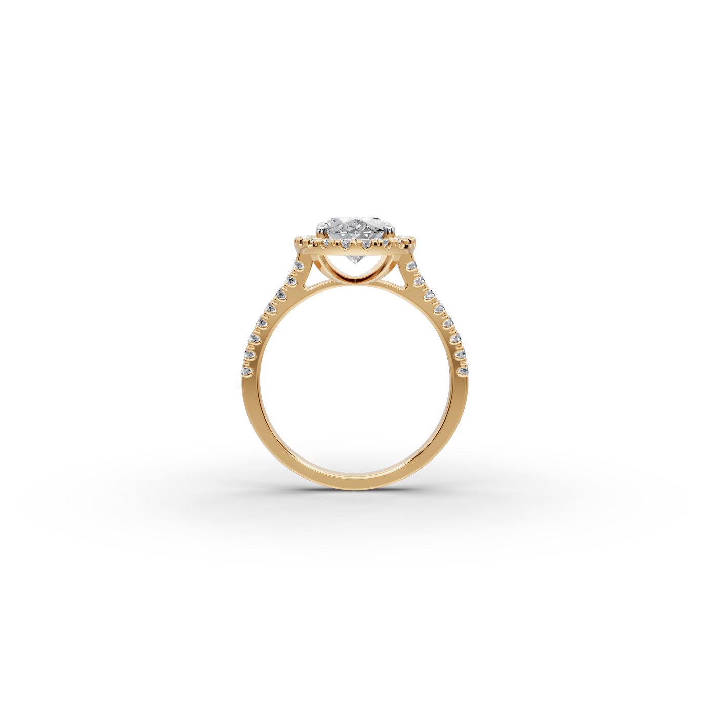 Enduring Ember Oval Lab-Grown Diamond Halo Ring in yellow gold