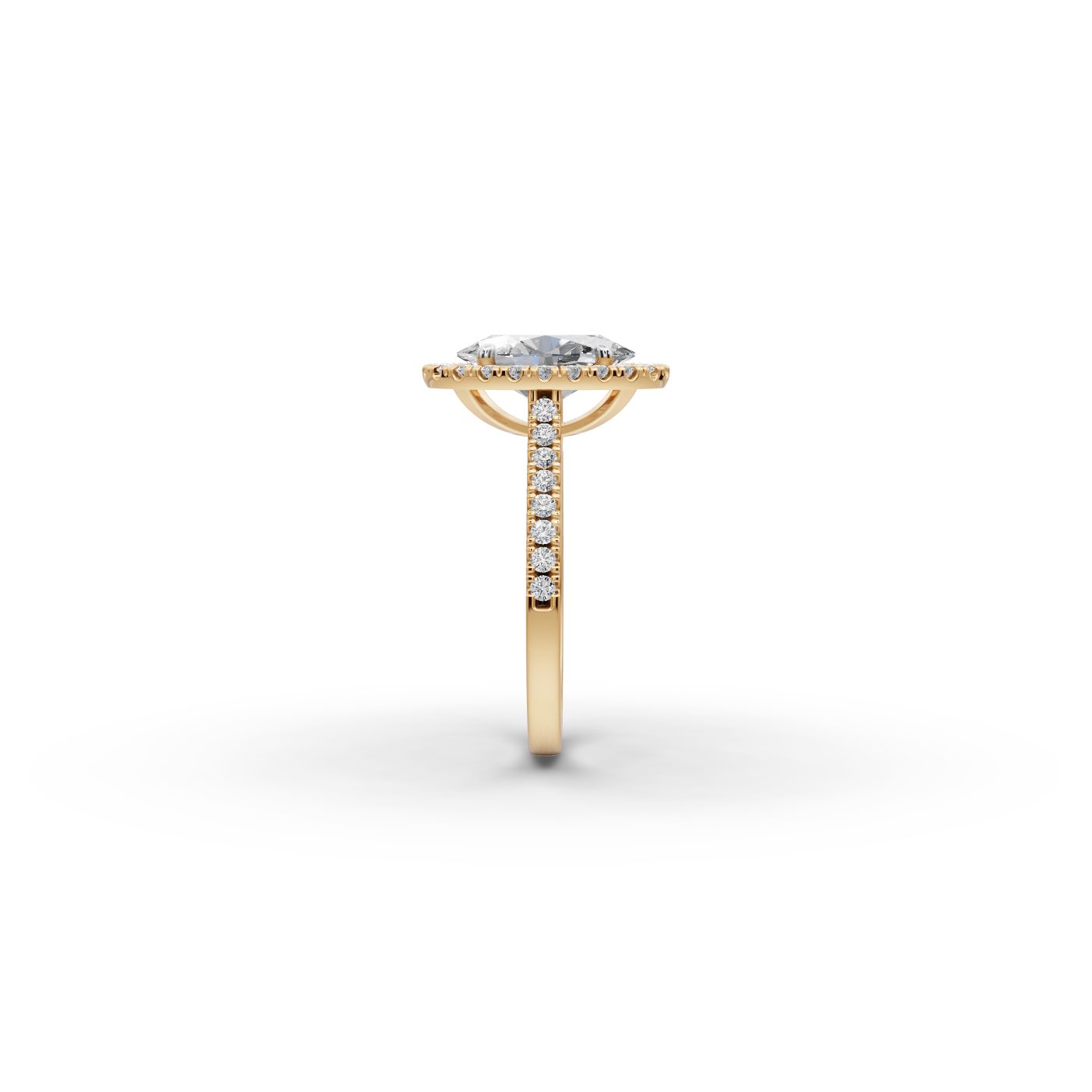 Enduring Ember Oval Lab-Grown Diamond Halo Ring in yellow gold