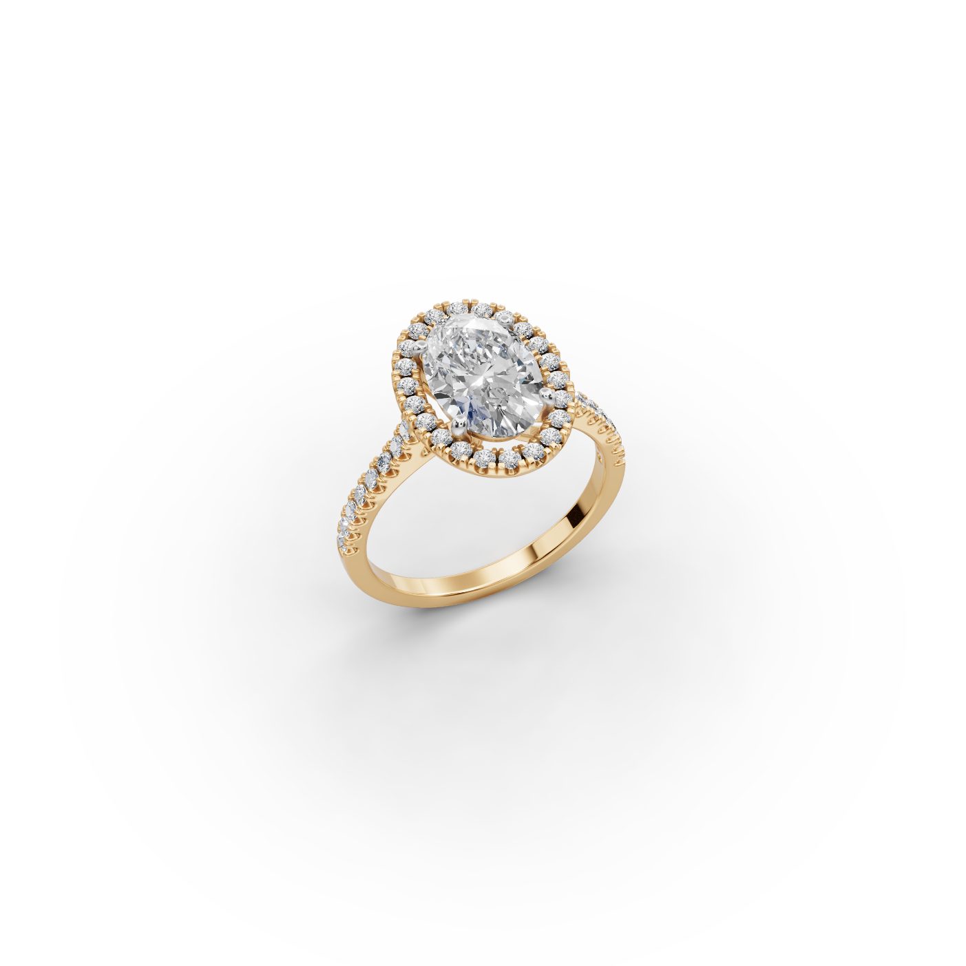 Enduring Ember Oval Lab-Grown Diamond Halo Ring in yellow gold