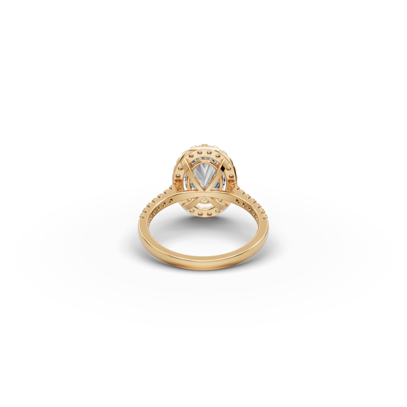 Enduring Ember Oval Lab-Grown Diamond Halo Ring in yellow gold