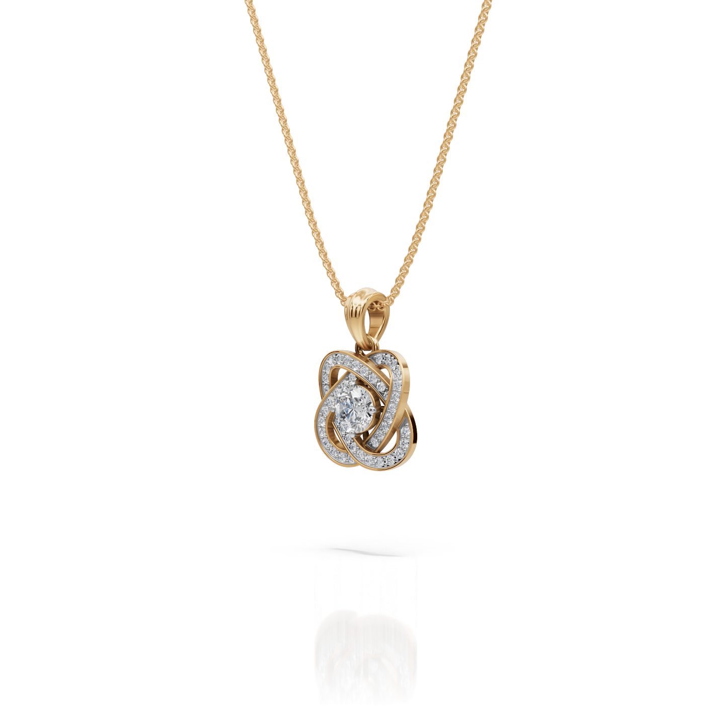 Endless Cascade Love Knot Lab-Grown Diamond Pendant in yellow gold