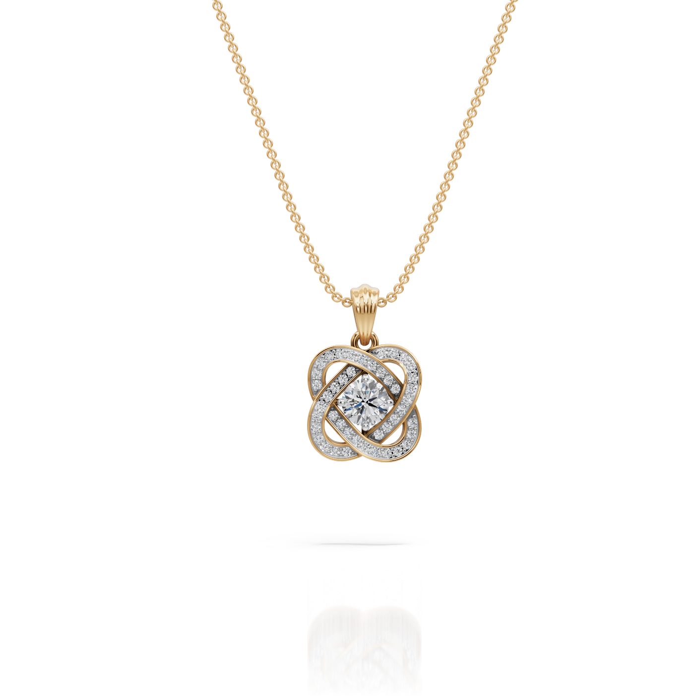 Endless Cascade Love Knot Lab-Grown Diamond Pendant in yellow gold