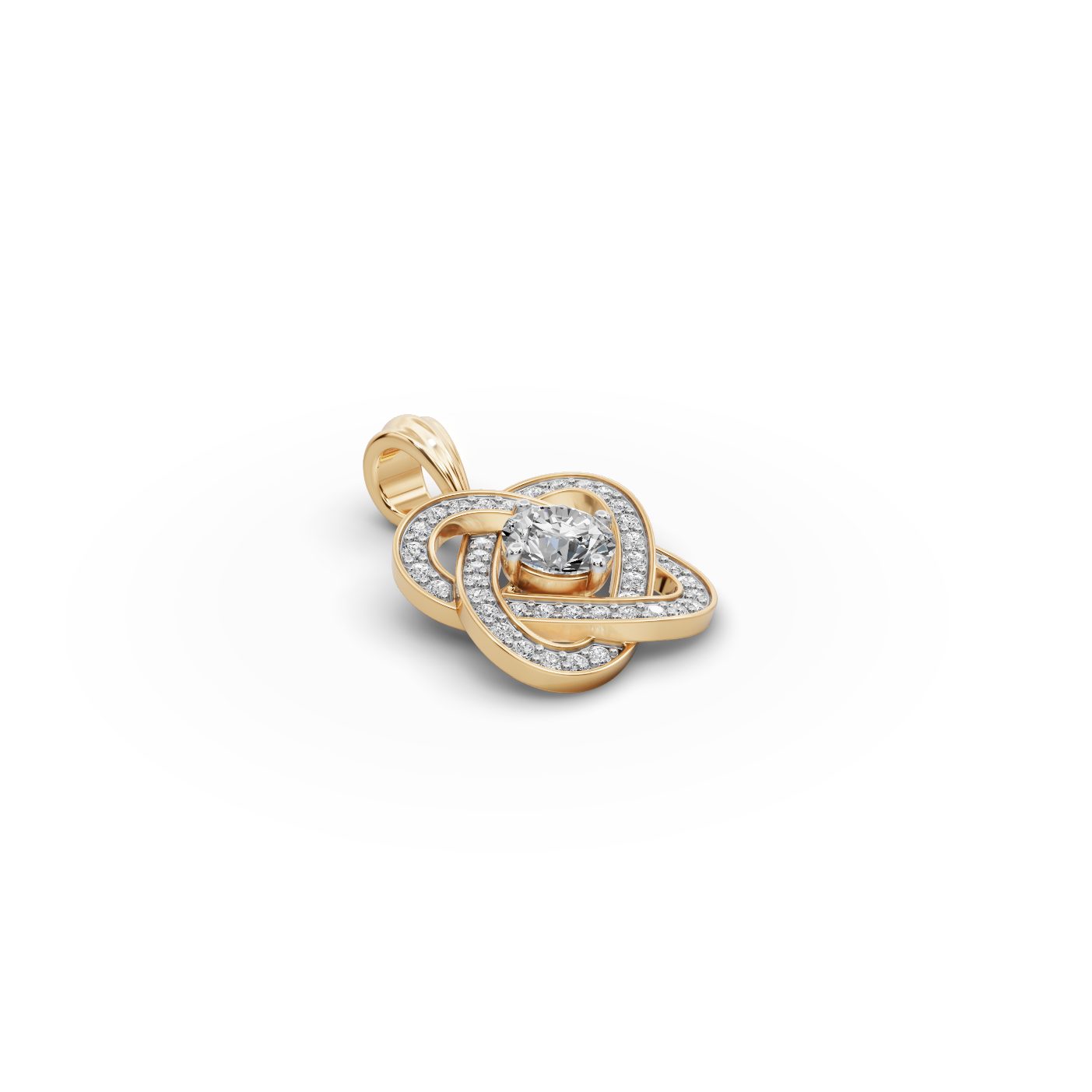 Endless Cascade Love Knot Lab-Grown Diamond Pendant in yellow gold