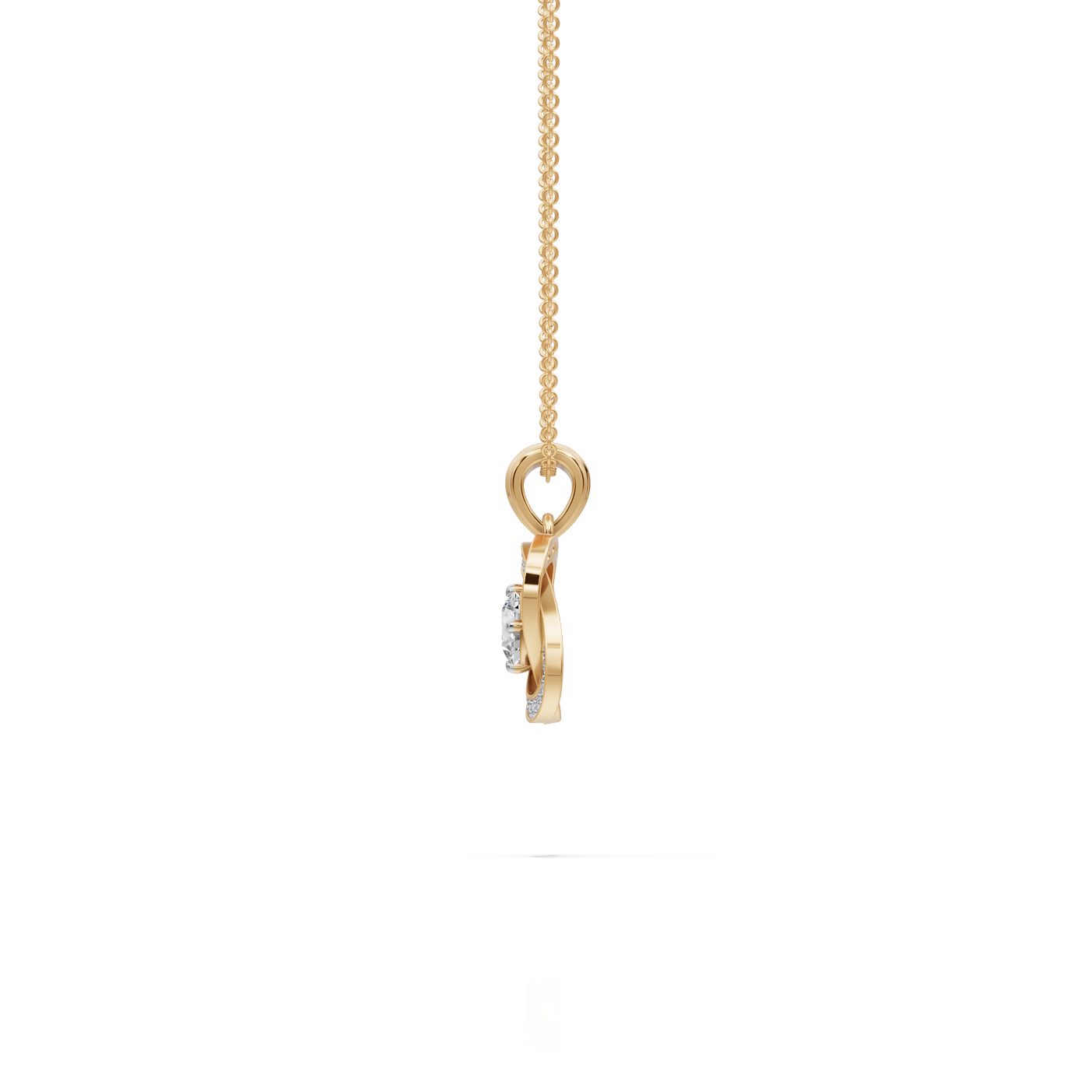 Endless Cascade Love Knot Lab-Grown Diamond Pendant in yellow gold