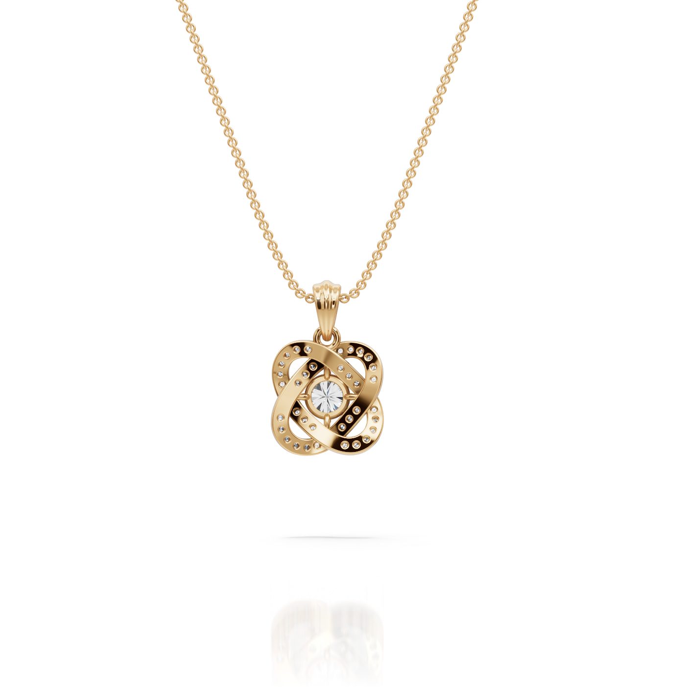 Endless Cascade Love Knot Lab-Grown Diamond Pendant in yellow gold