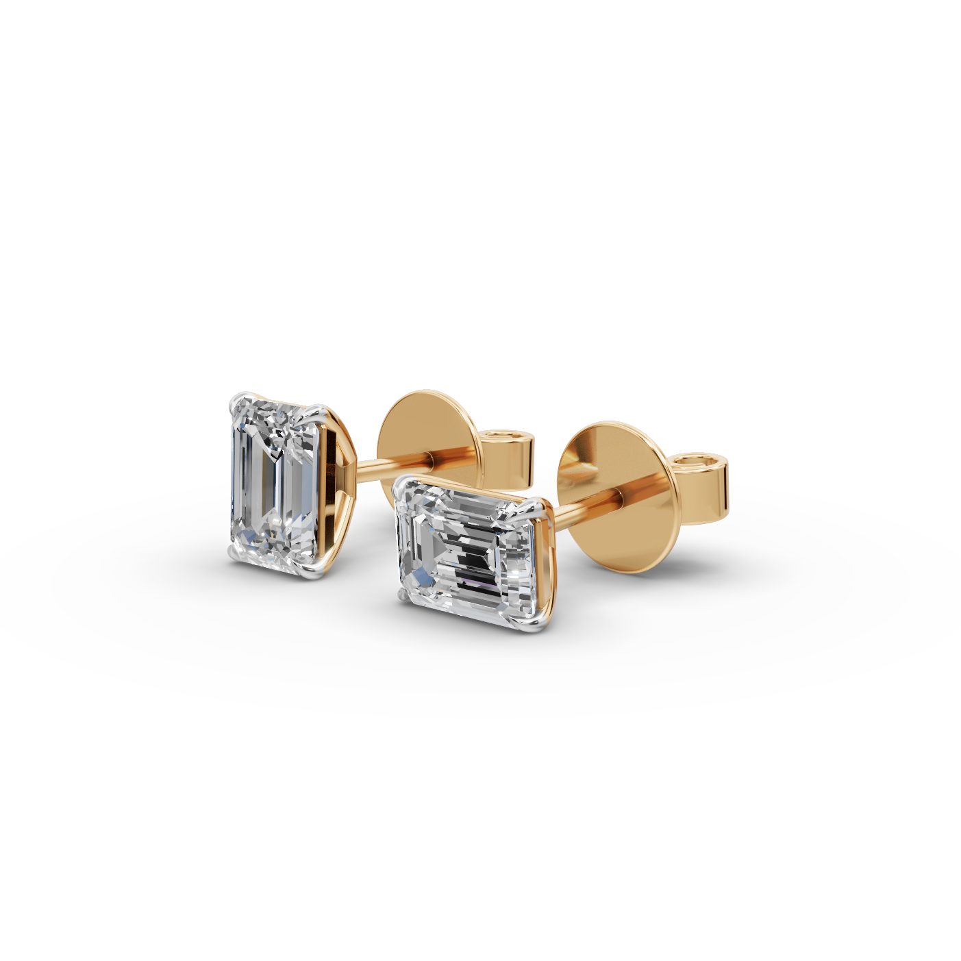 Golden Aura Emerald Lab-Grown Diamond Studs Earring in yellow gold, set with lab-grown diamonds