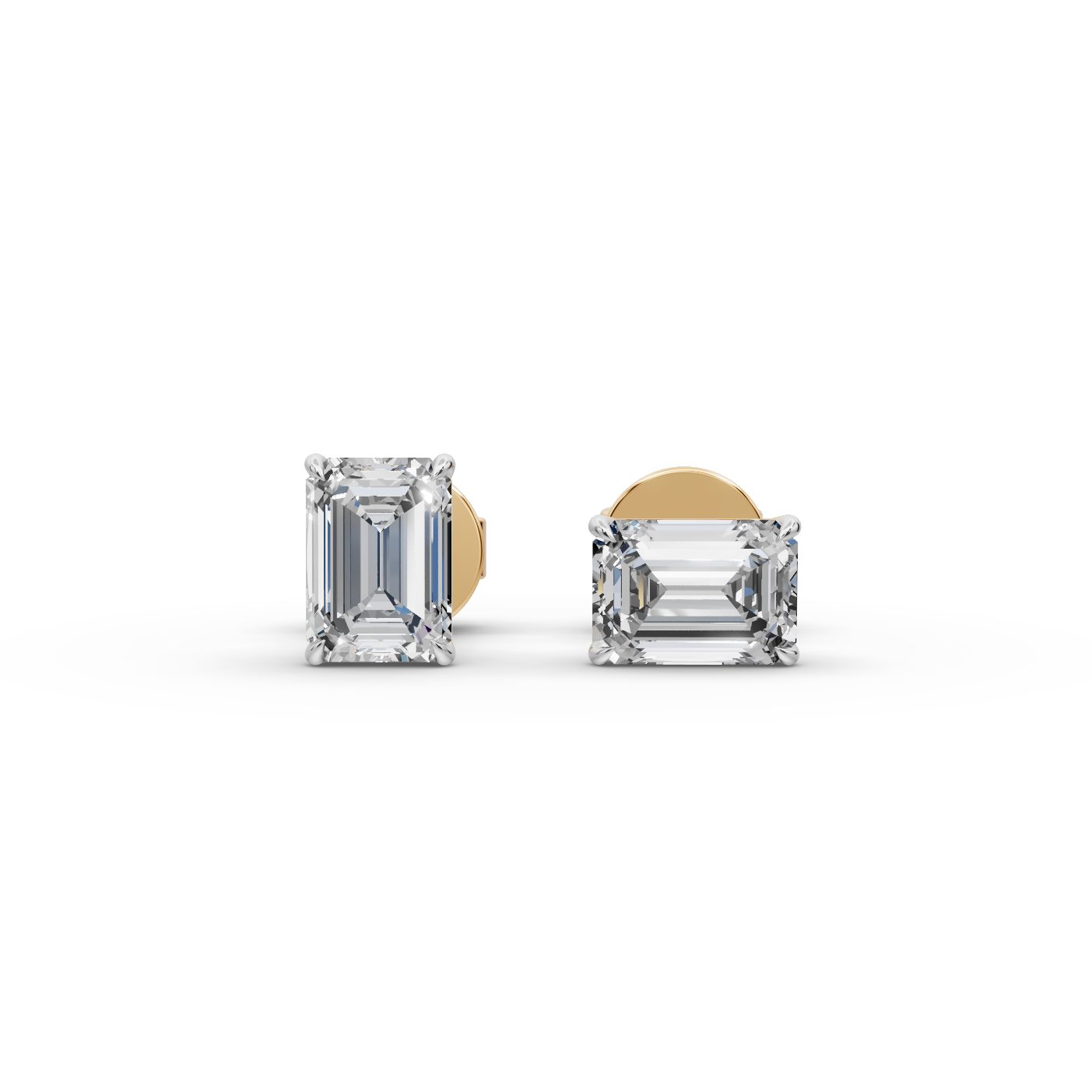 Golden Aura Emerald Lab-Grown Diamond Studs Earring in yellow gold