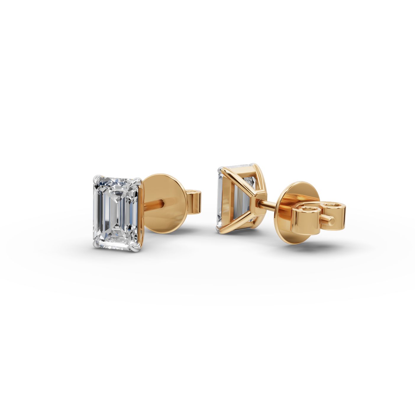 Golden Aura Emerald Lab-Grown Diamond Studs Earring in yellow gold