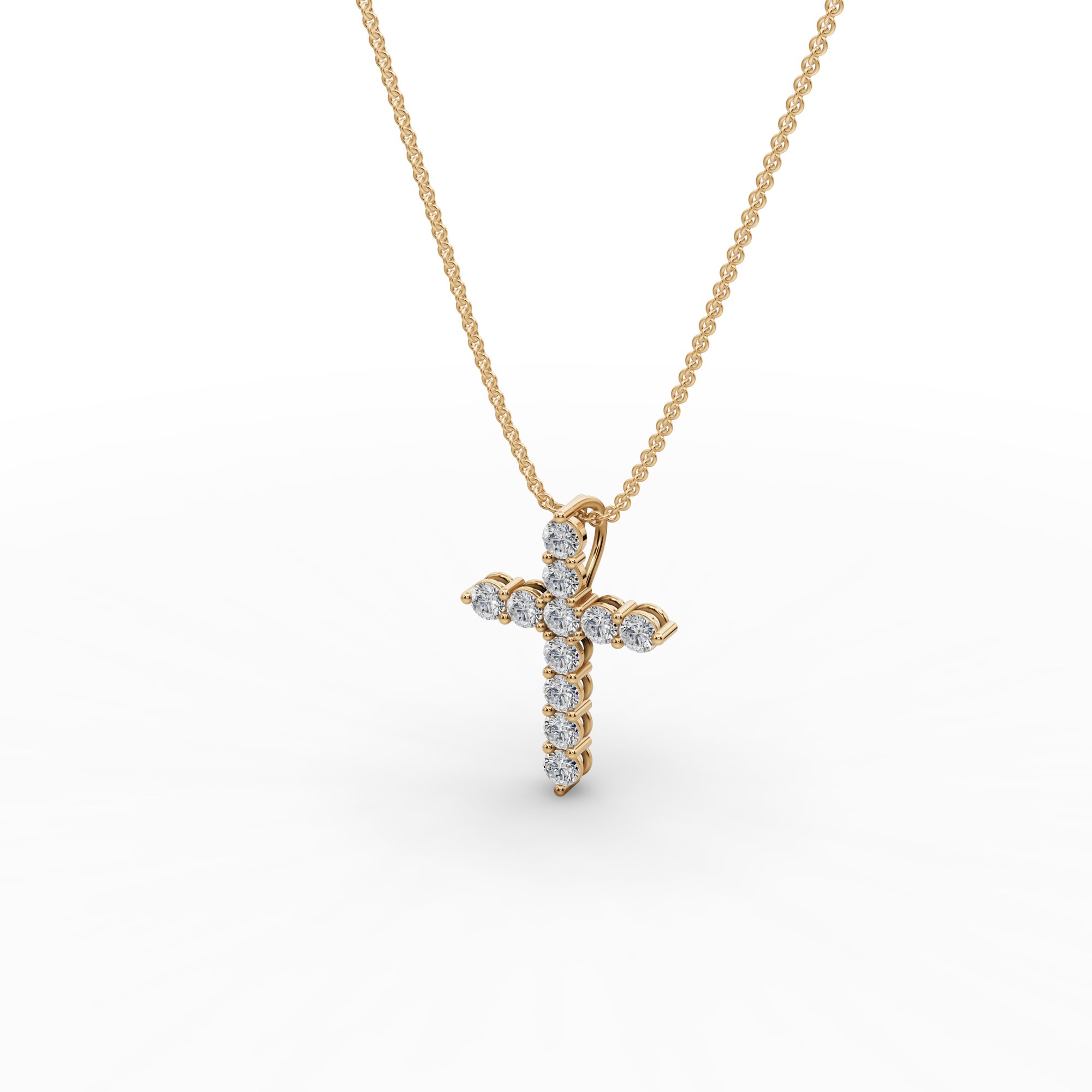 Celestial Muse Cross Lab-Grown Diamond Pendant in yellow gold