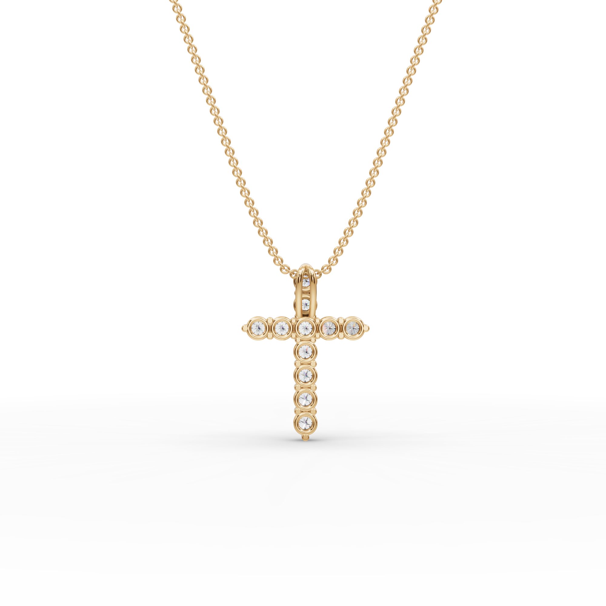 Celestial Muse Cross Lab-Grown Diamond Pendant in yellow gold