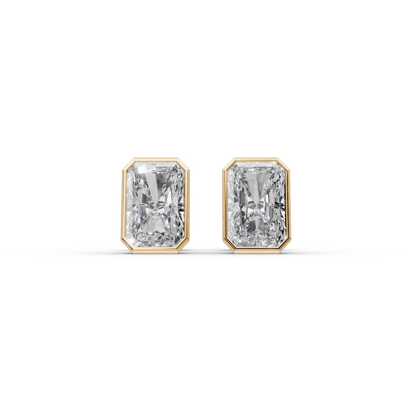 Elegant Trail Radiant Lab-Grown Diamond Studs Earring in yellow gold