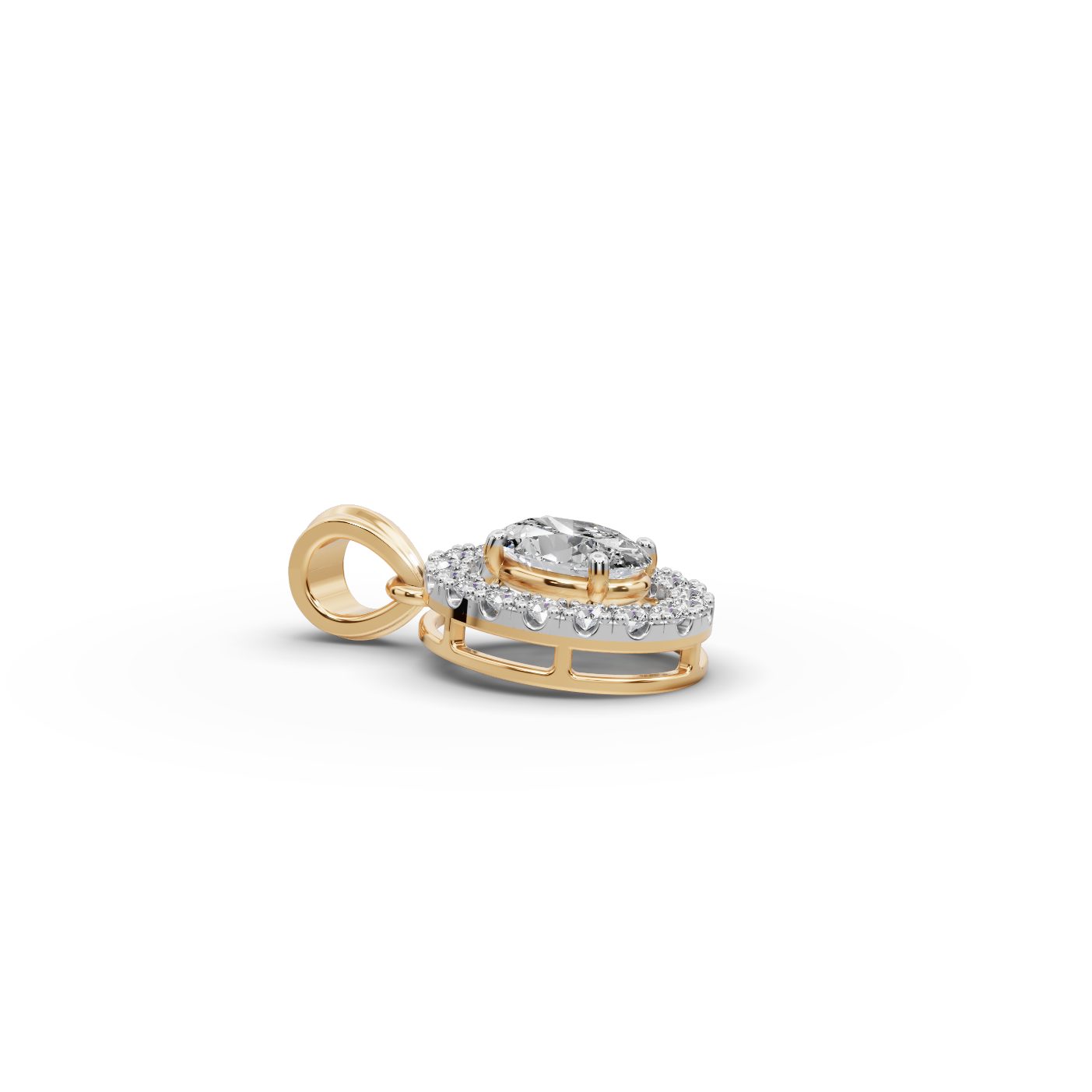 Brilliant Ember Oval Lab-Grown Diamond Halo Pendant in yellow gold