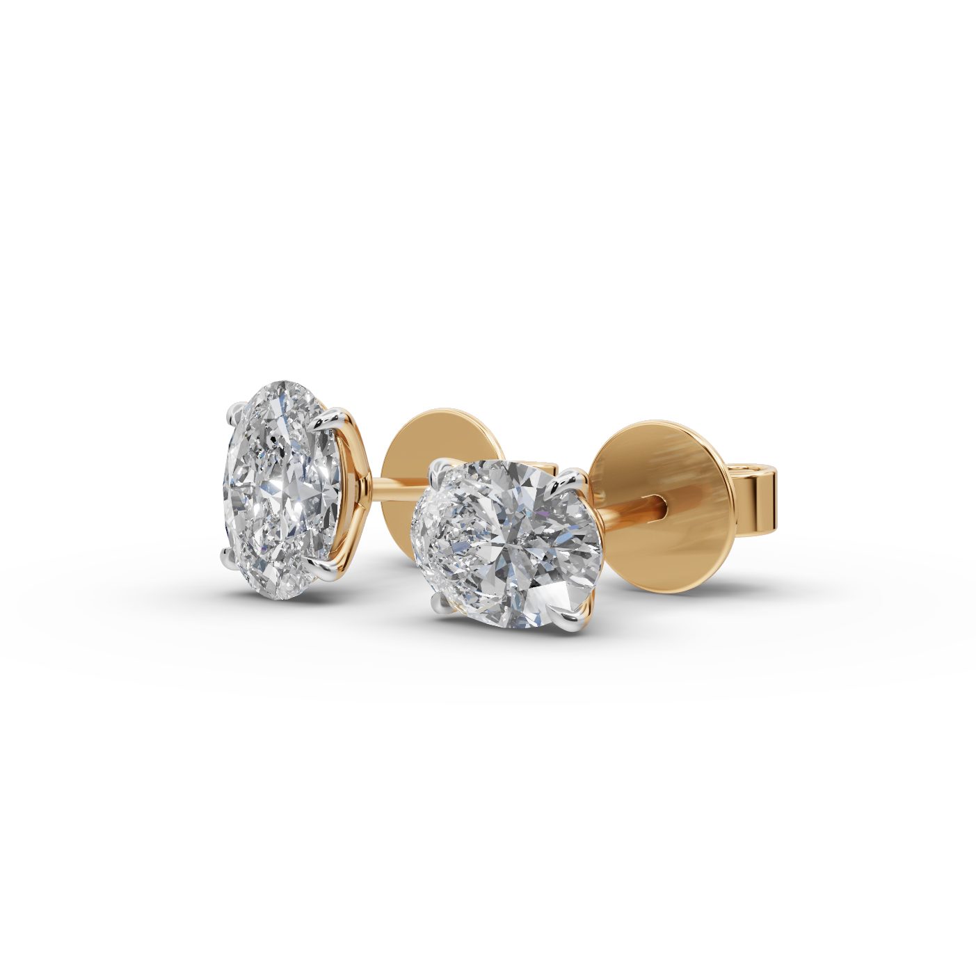 Enduring Whisper Oval Lab-Grown Diamond Studs Earring in yellow gold, set with lab-grown diamonds