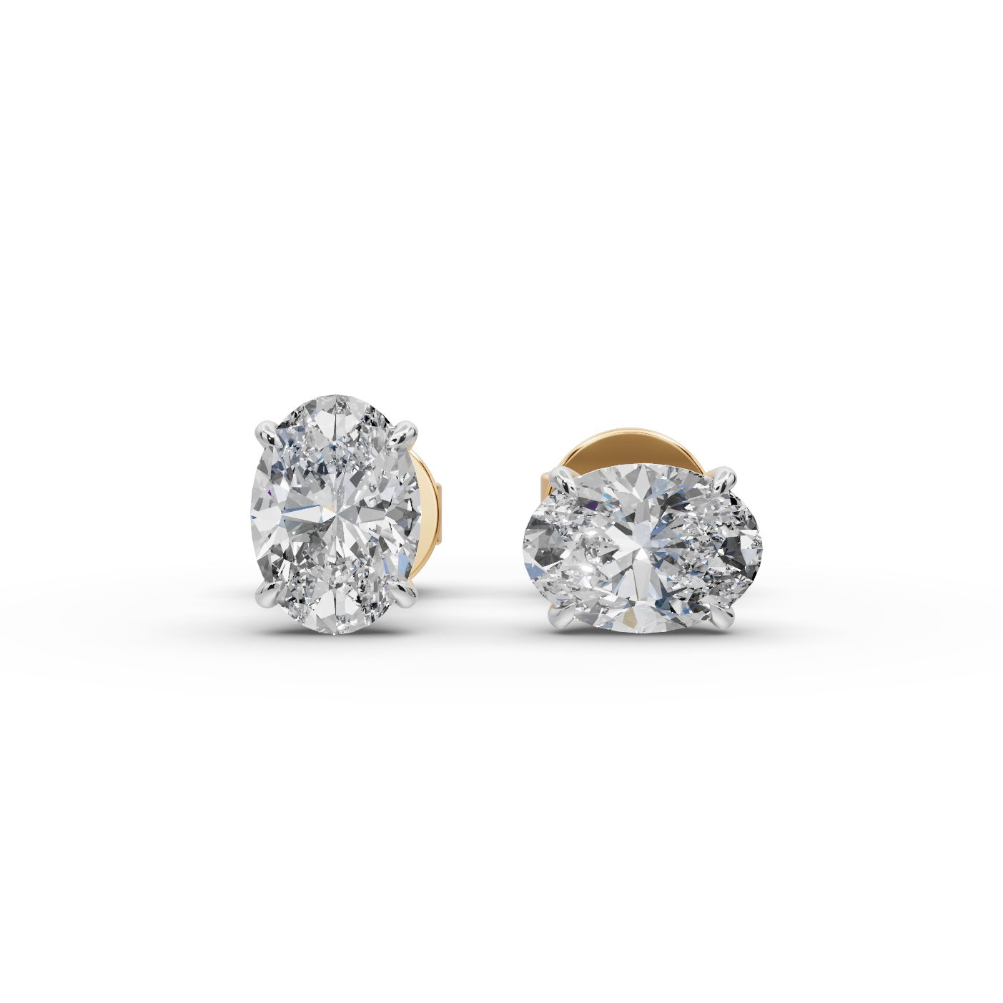 Enduring Whisper Oval Lab-Grown Diamond Studs Earring in yellow gold