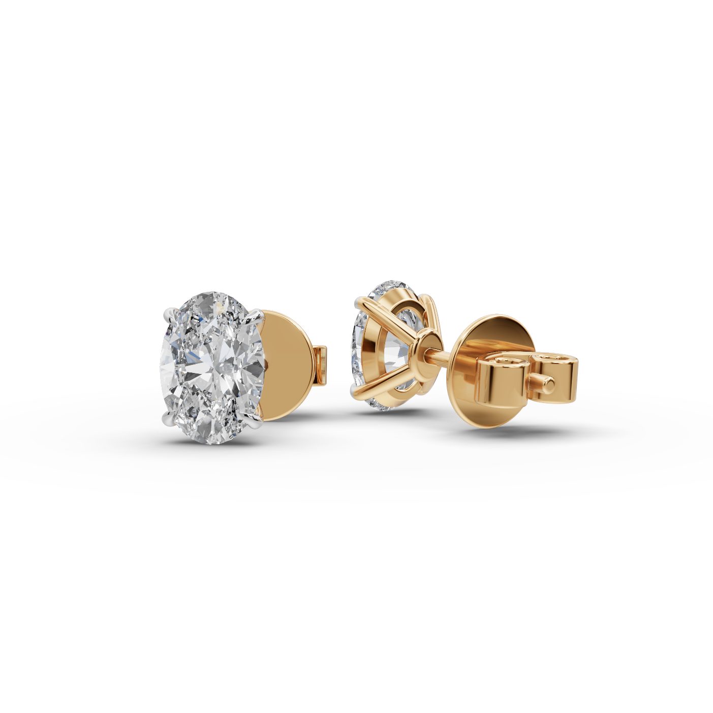 Enduring Whisper Oval Lab-Grown Diamond Studs Earring in yellow gold